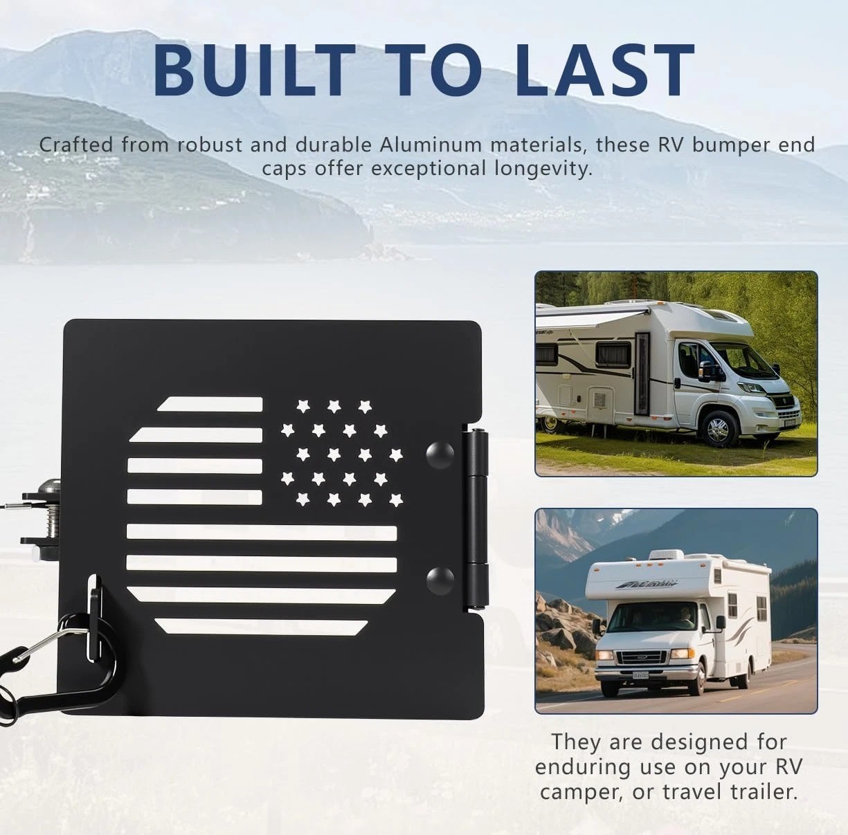 2PCS Aluminum RV Bumper End Cap, Fits 4 Inch Square Camper & Travel Trailer