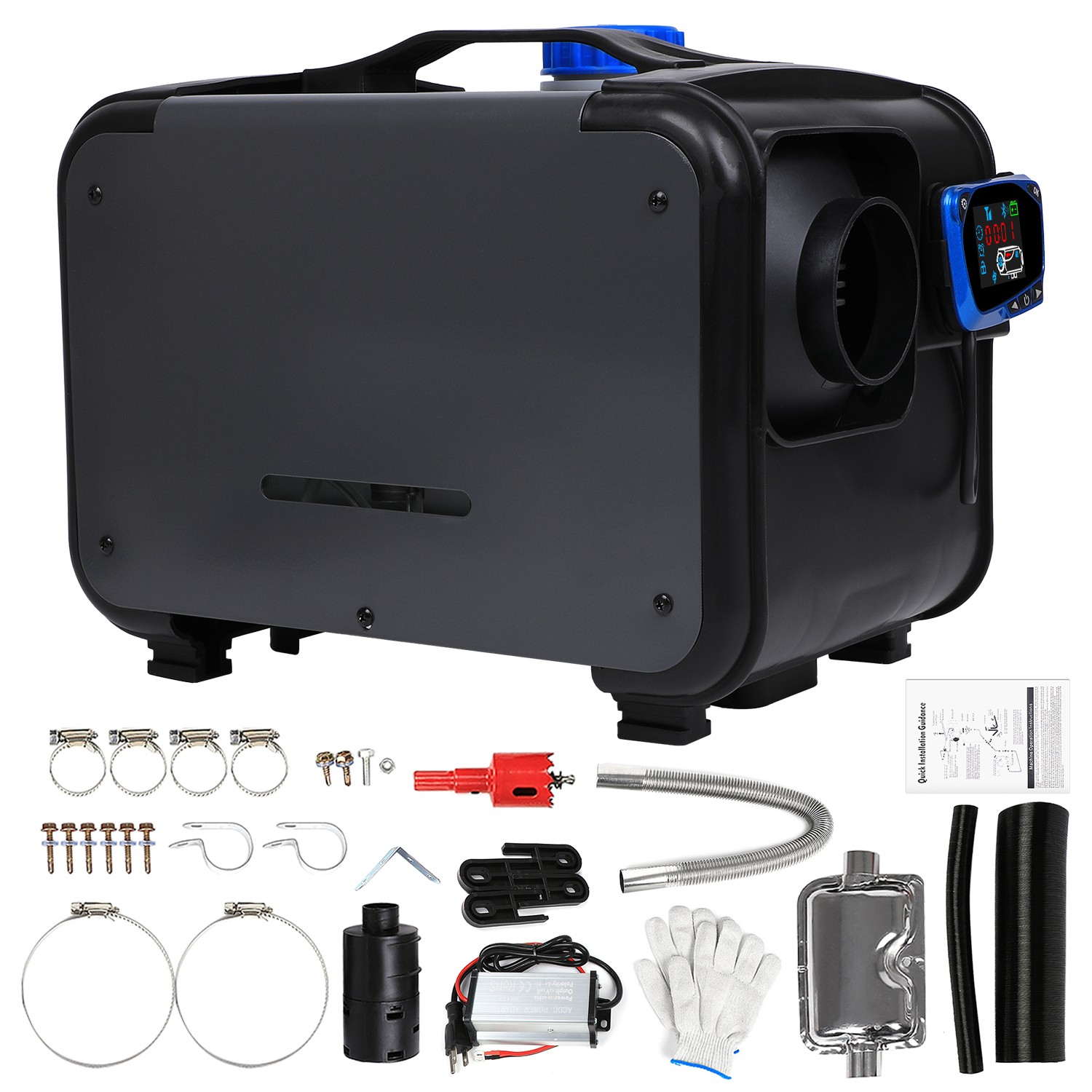 5KW Diesel Air Heater 12V/24V APP Bluetooth & 110V AC Adapter For Car RV Indoors
