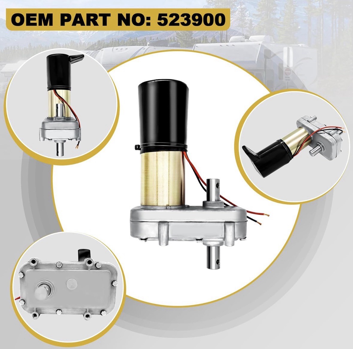 RV Power Gear Slide Out Gearbox Dual Shaft Motor 523900 12V 131:1 Ratio 520819