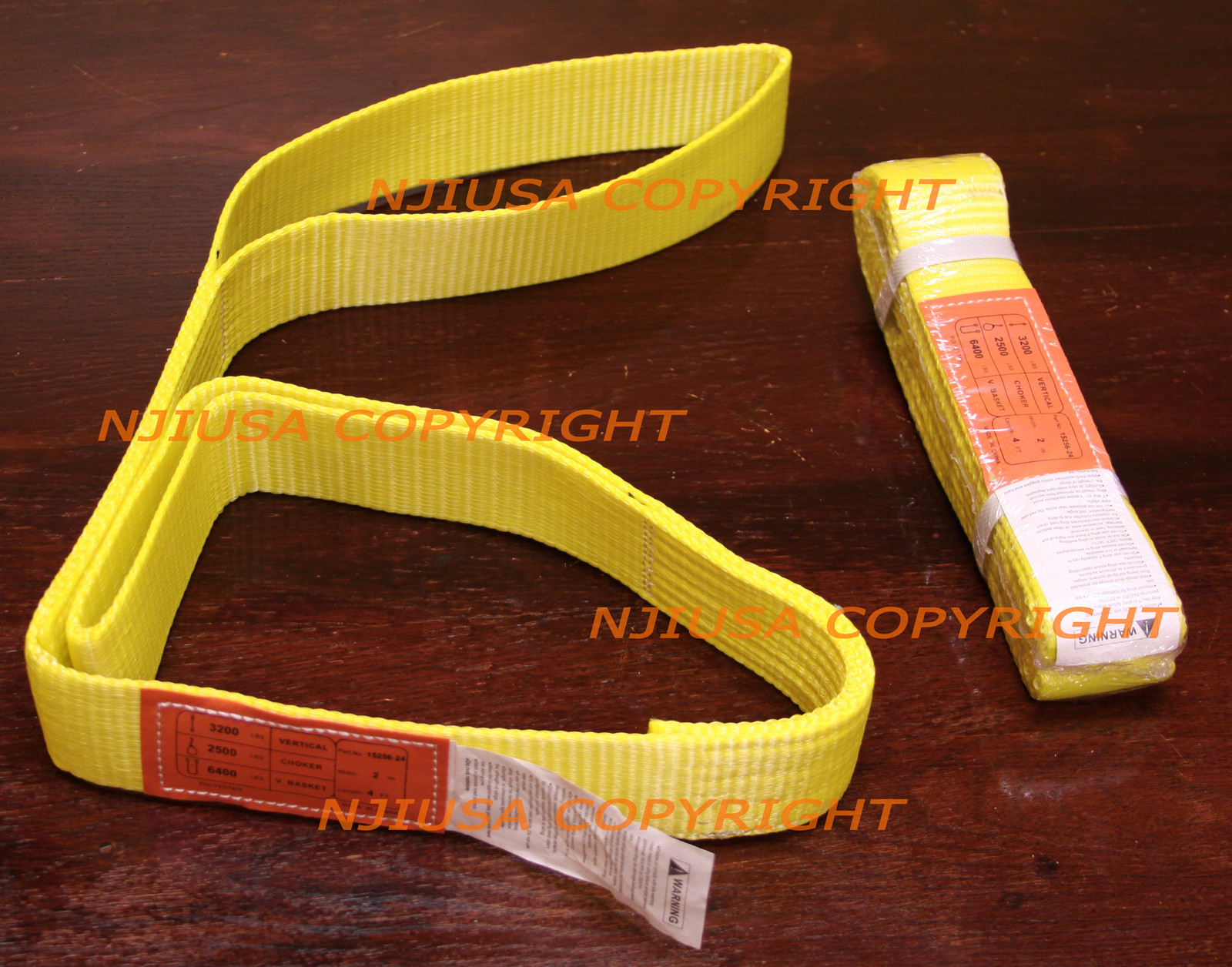 2ea EE1-902 x 4ft Polyester Web Lifting Sling 2″x4′ Lifting Tow Strap eye to eye