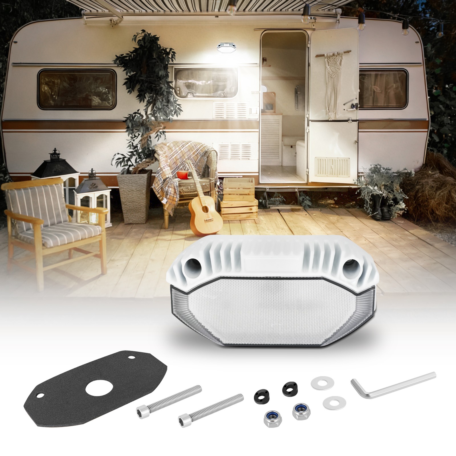 42LEDs Exterior RV Porch Light Utility Awning Camper Lamp Trailer Boat 12v White