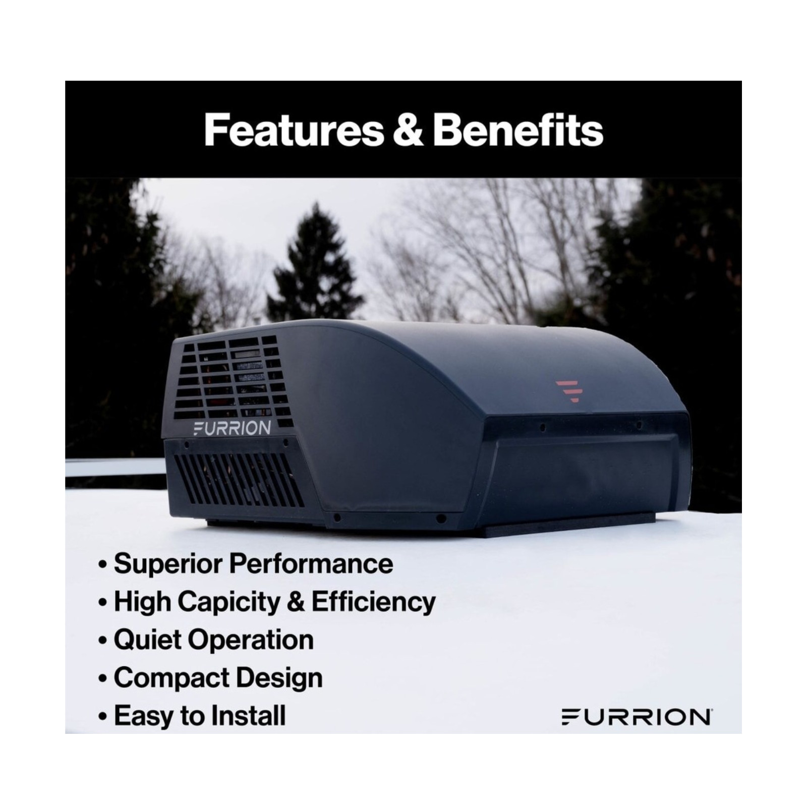 Lippert Furrion 2024039646 Chill Cube 18K BTU R32 Roof AC Ducted RV Camper Black