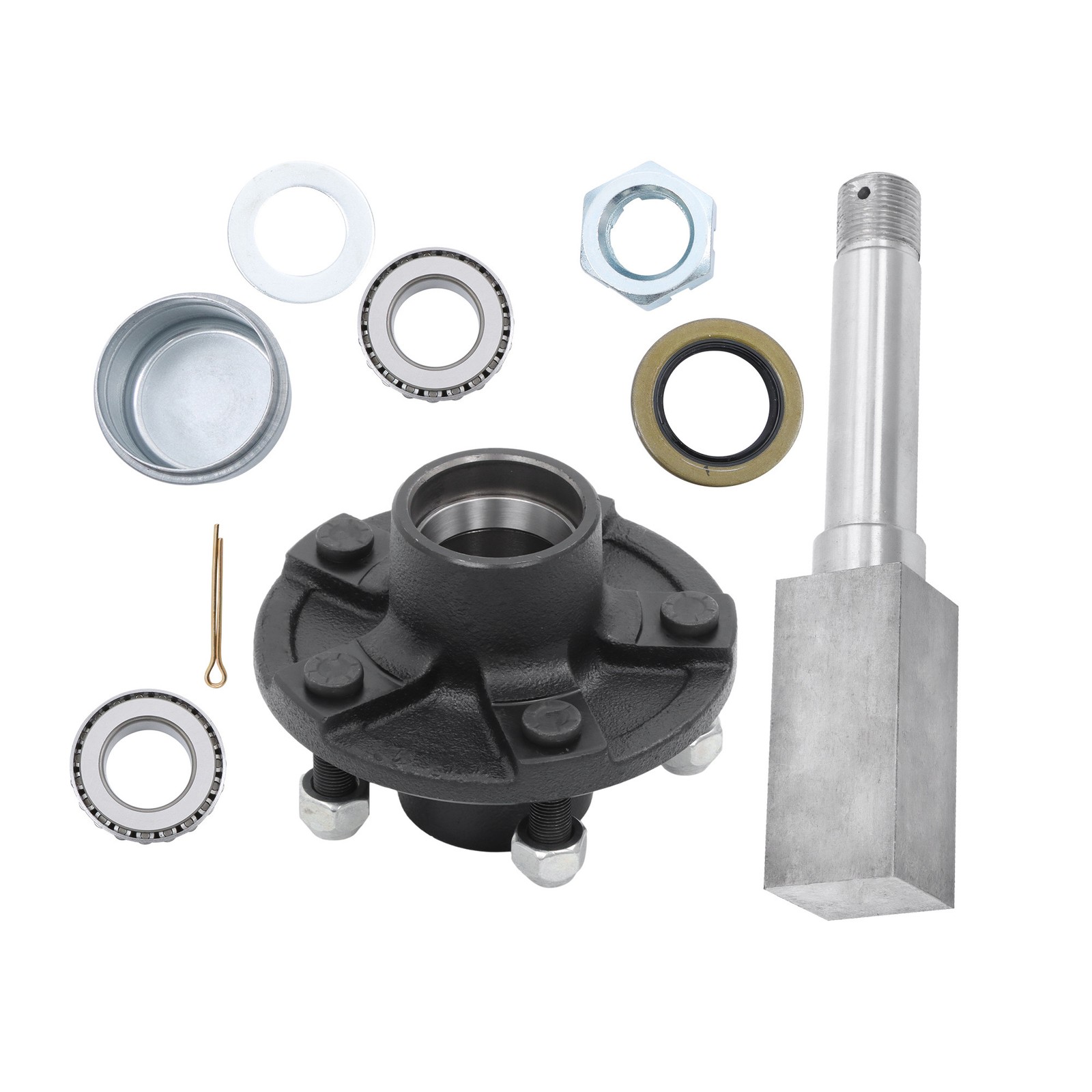 5-Bolt On 4-1/2 Inch Hub Assembly Square Shaft 1-1/16 Inch Straight Spindle