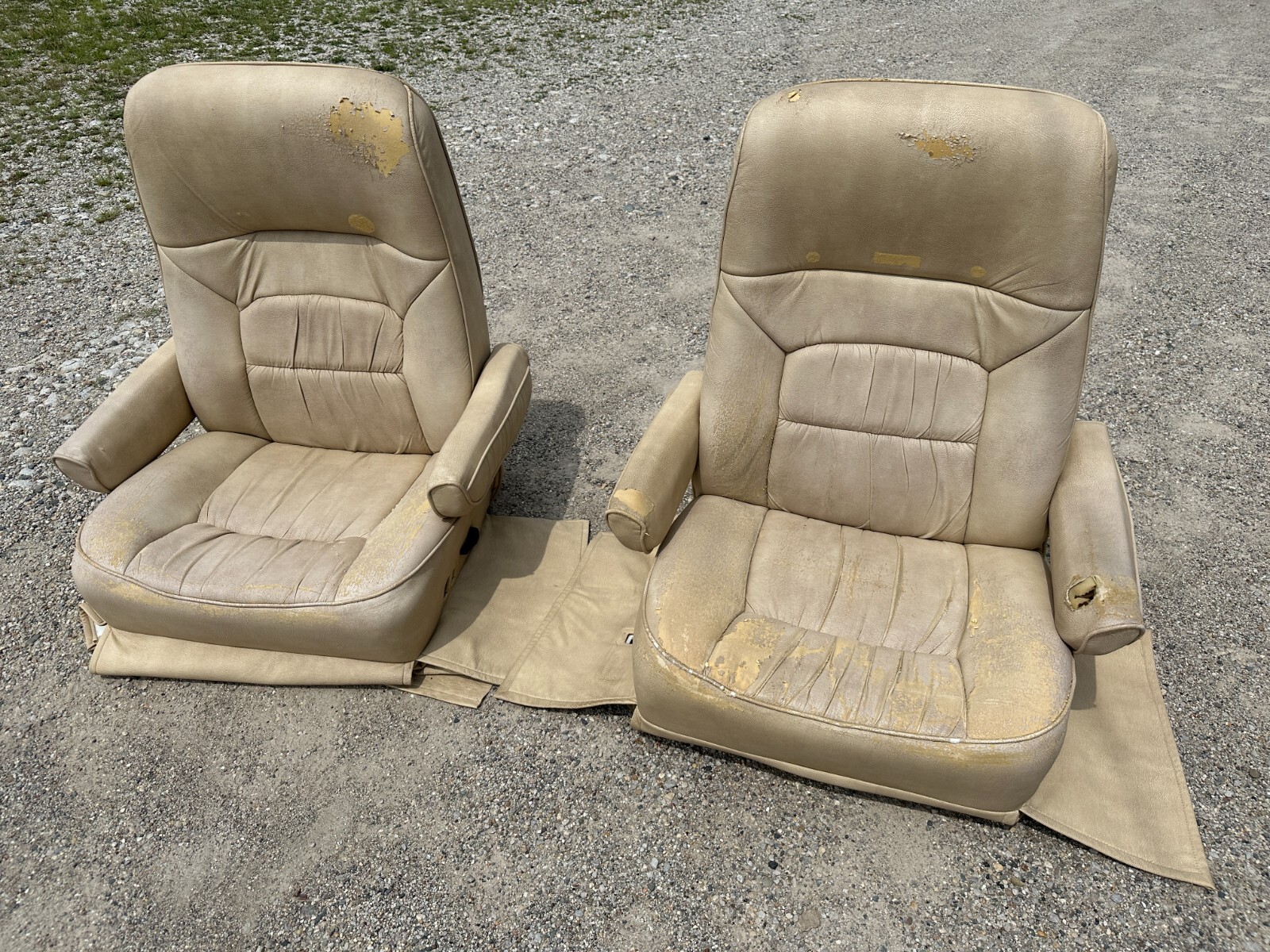 Flexsteel Cream manual RV Captain Chairs Taupe tan motorhome PAIR seats