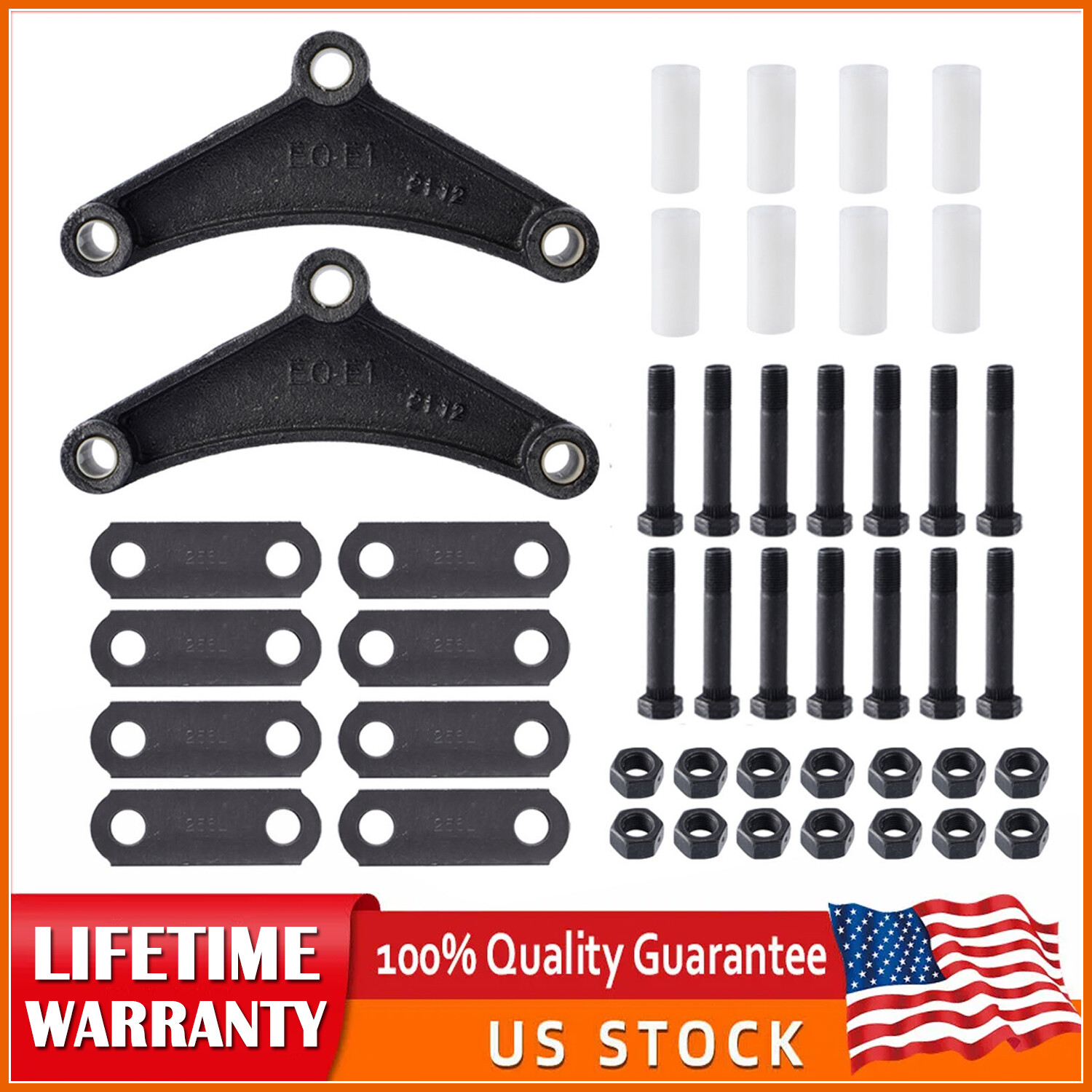SPARKWHIZ Greaseable Tandem Trailer Axle Shackle Kit for Double Eye Spring New
