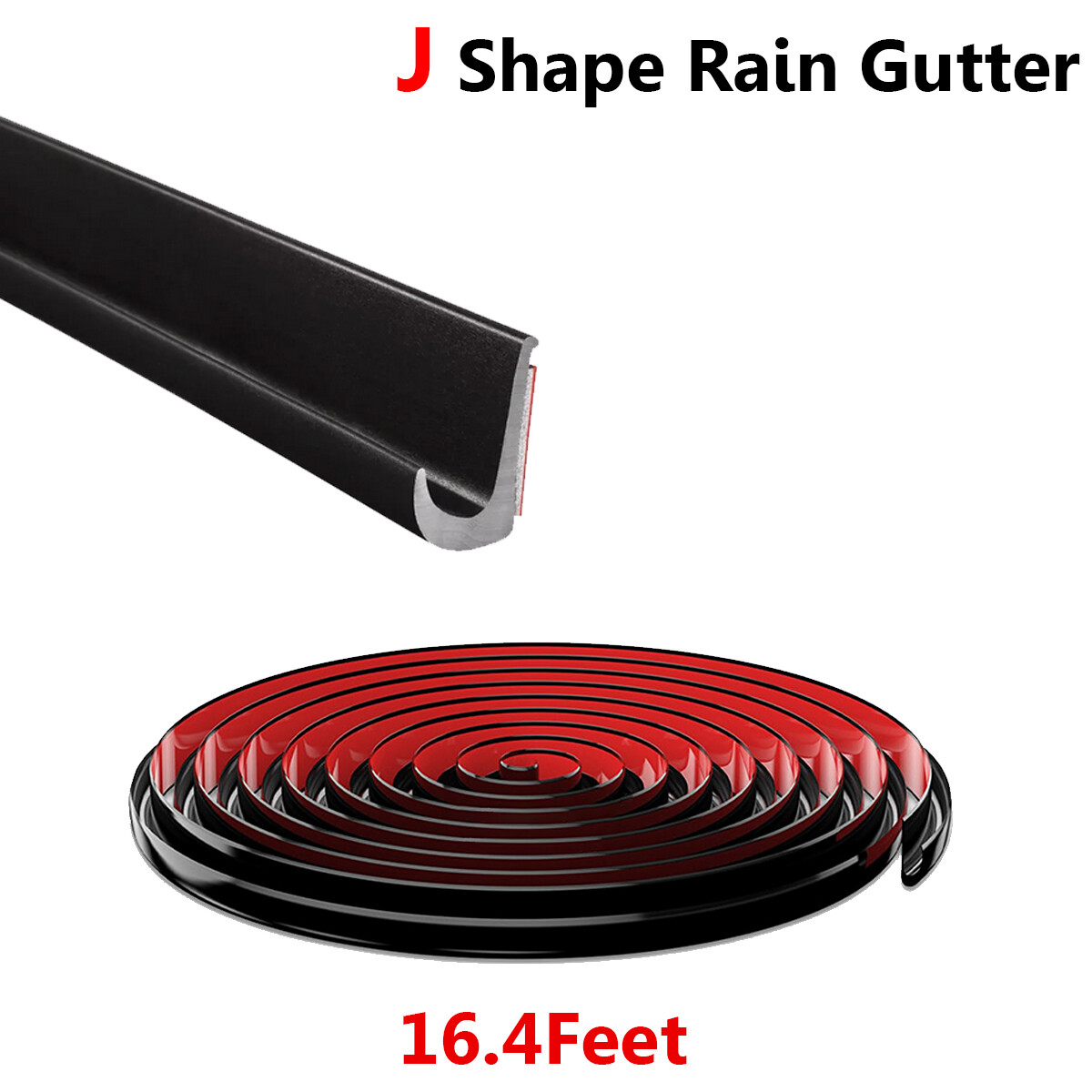 16Feet PVC Roof Rain J Shape Rain Gutter For Cars Vans RVs Flexible Drip Rail