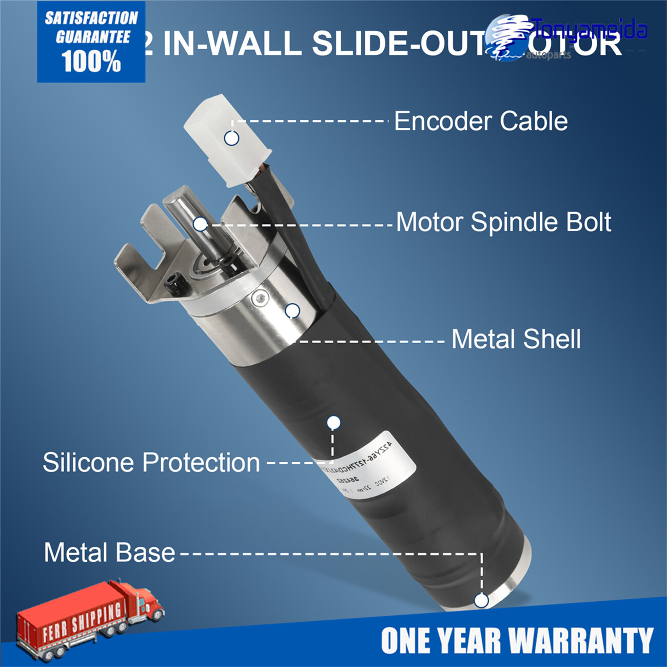 364262 RV Slide Out Motor in-Wall Slide-Out Motor, 12V 42mm Mid Torque Motor