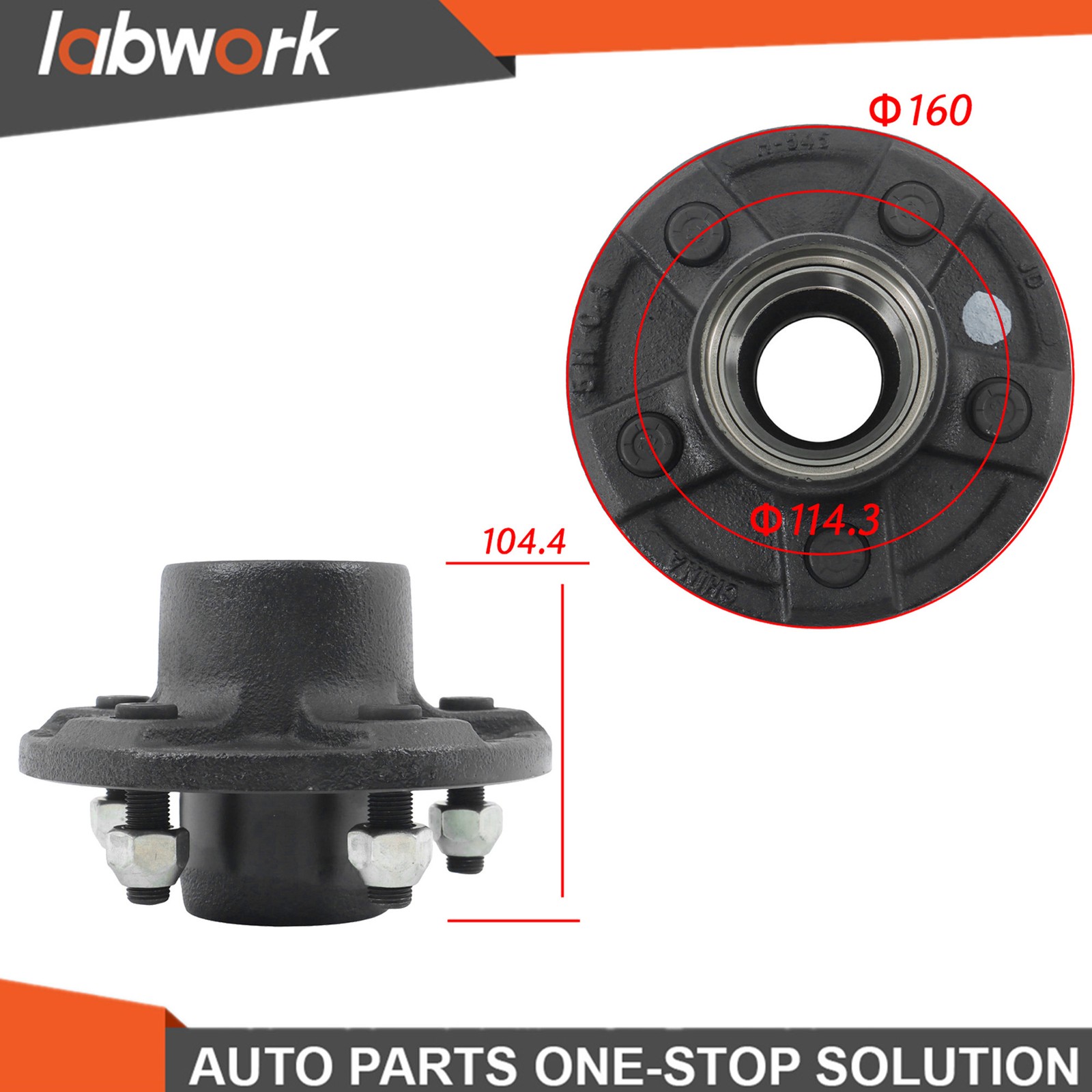 labwork 5 on 4.5′ Trailer Hub Kit 8.25’×2′ Round with Brake Flange #84 Spindle