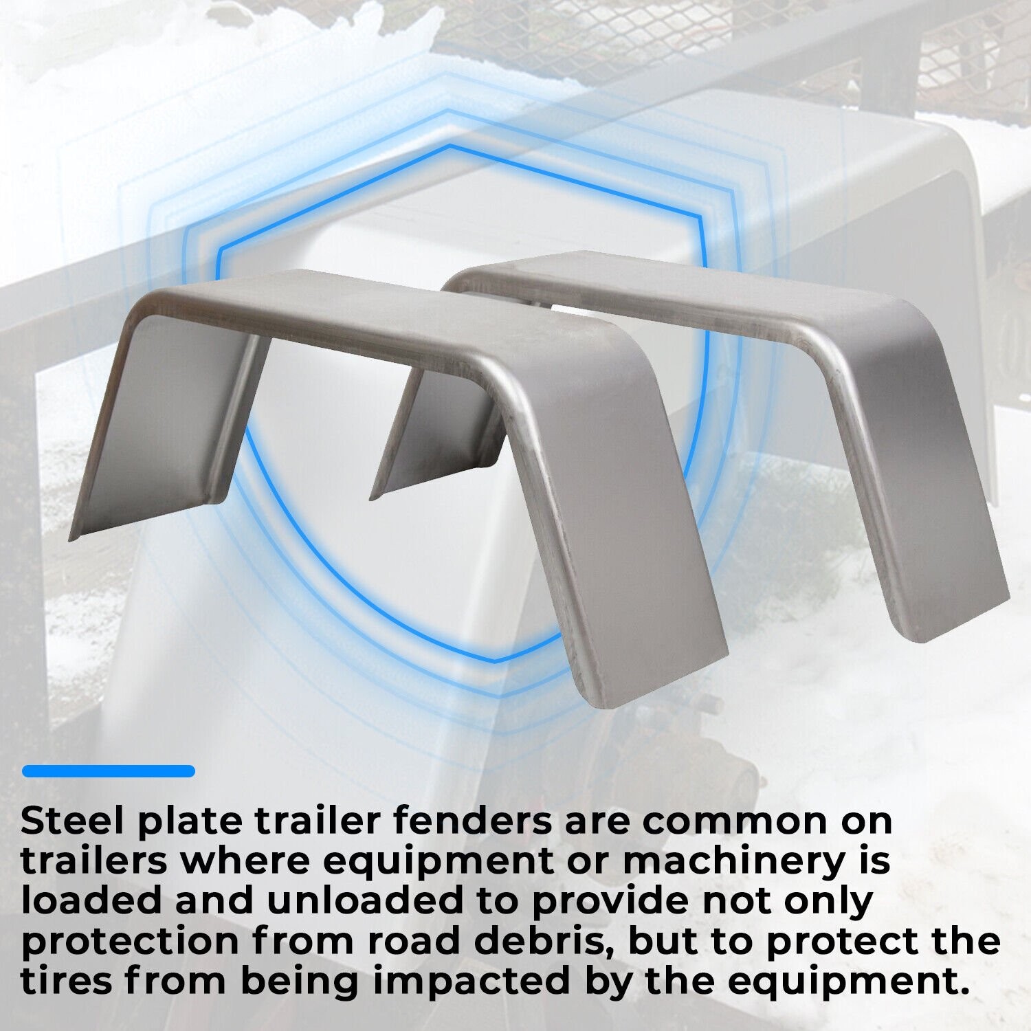 Pair Steel Trailer Fenders 32x9x13 Fits 14″ 15″ 16″ Wheels Square Axle