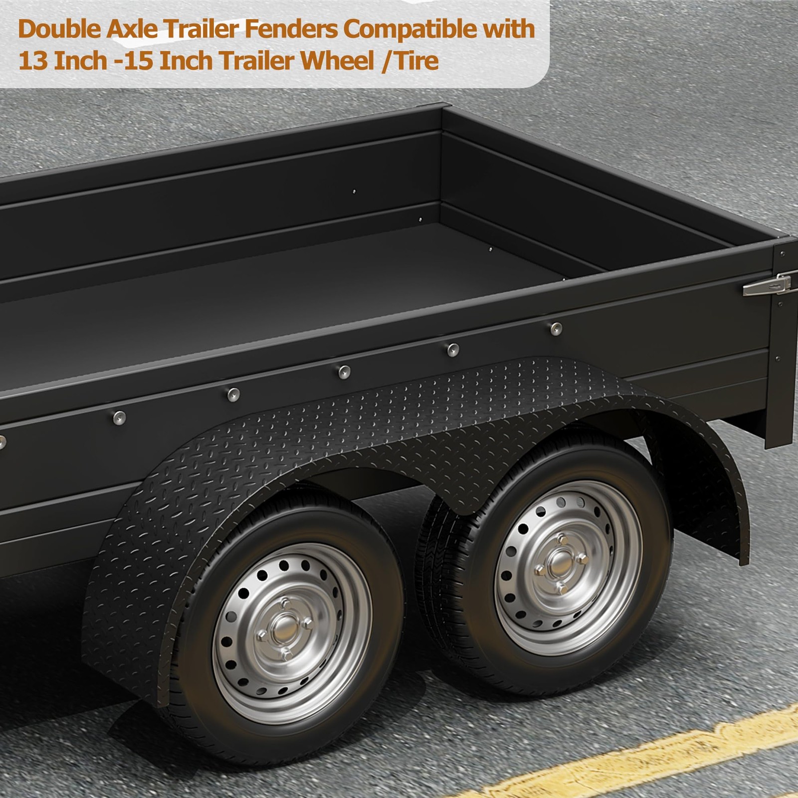 2PCS For 13″-15″ Enclosed Trailers Tandem Double Axle Trailer Fenders Teardrop