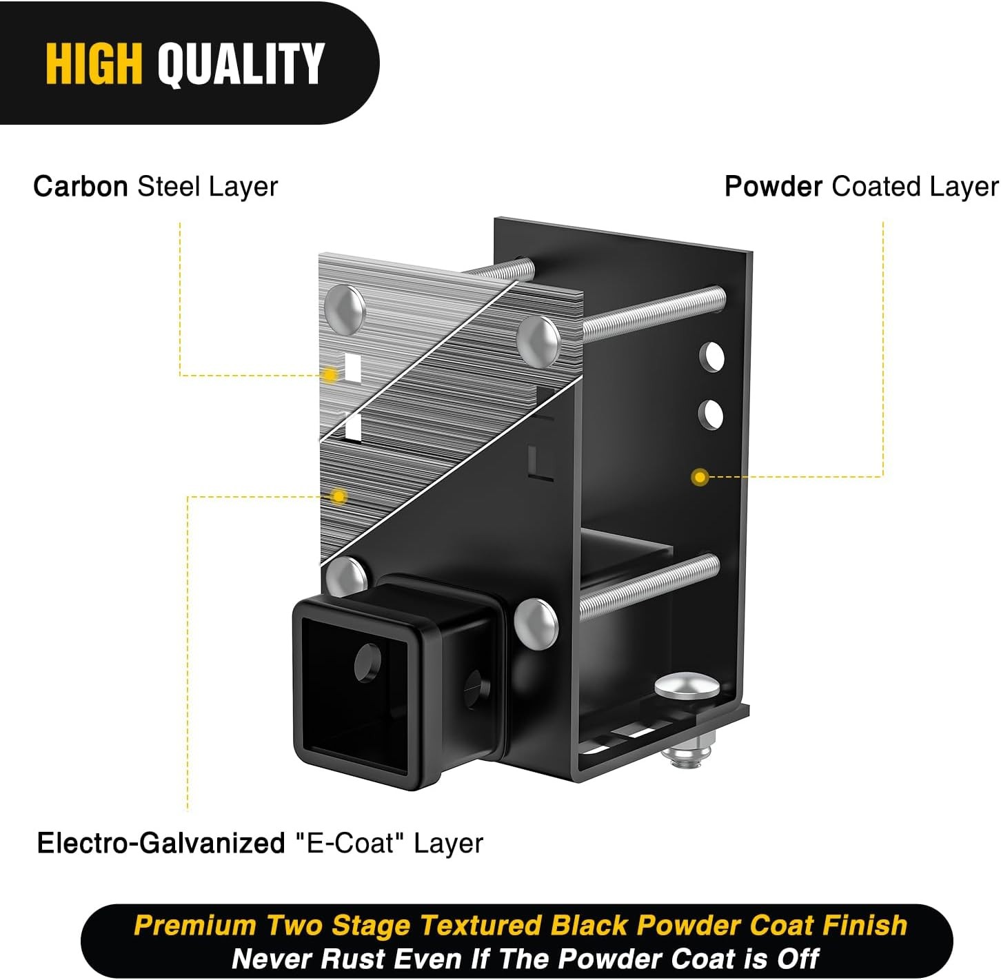 RV Bumper Hitch Receiver Adjustable Trailer Hitch Adapter 2″ Receiver Heavy Duty