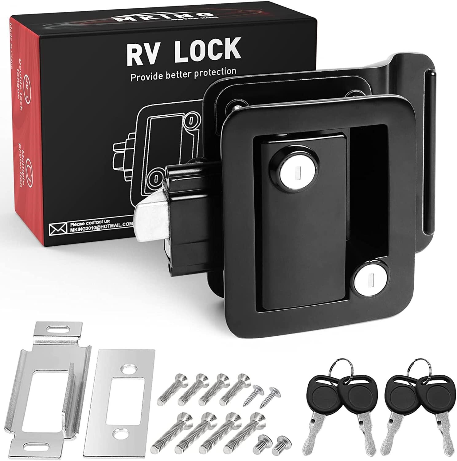 Zinc Alloy RV Entry Door Lock Latch Trailer Camper Cargo Hauler RV Silver Chrome