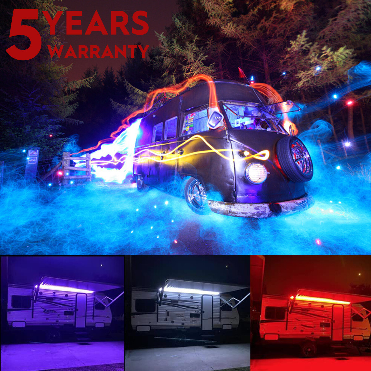 RV Camper 16ft RGB LED Awning Light 12V w/mini 24 key remote camper Change Color