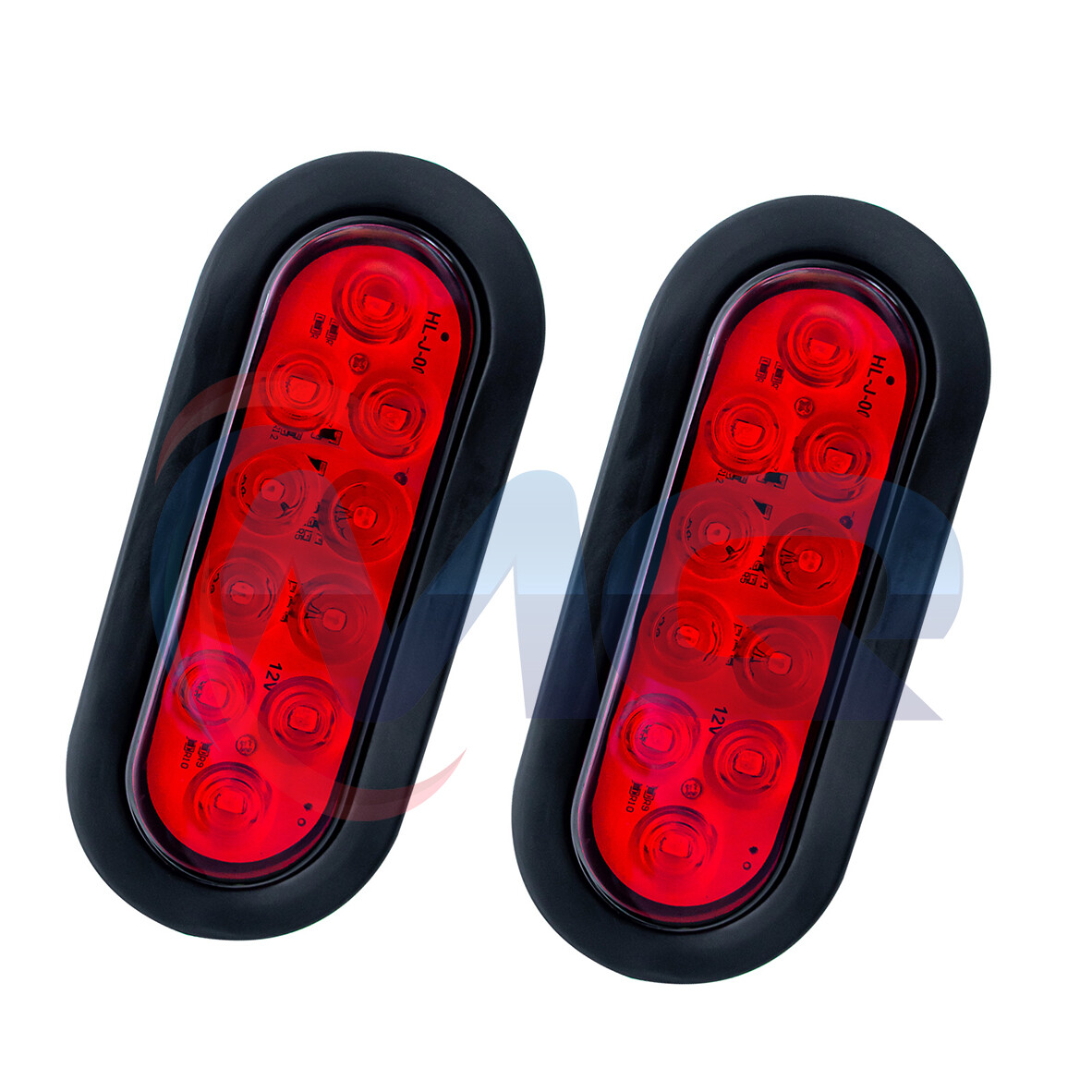 Pair Waterproof Trailer Truck 10 LED Sealed RED 6″ Oval Stop/Turn/Tail Lights