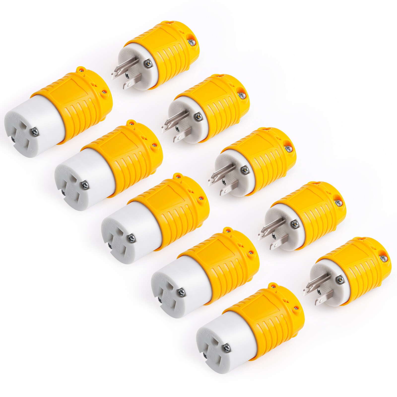 Extension Cord Ends Male Female Plug 15A 125V Replacement Plug Connector 5 Set