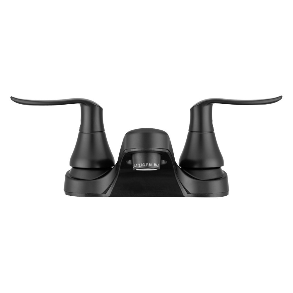 Dura Elegant Plastic Matte Black Low-Arc Lavatory Faucet w Levers Handles