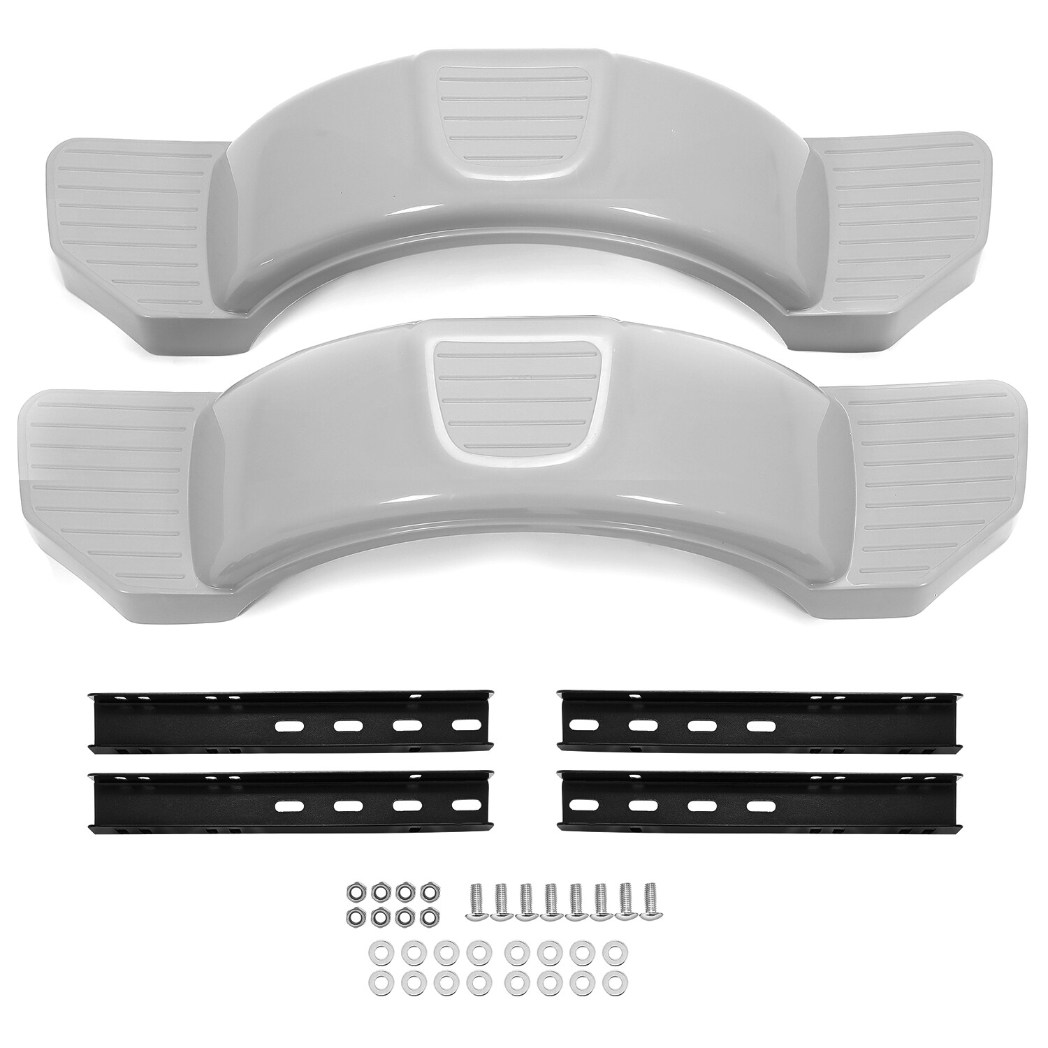 2PCS 12″ Trailer Fenders w/Steps Wheels Tires Skirt Boat Gray Single Axle 300LBS
