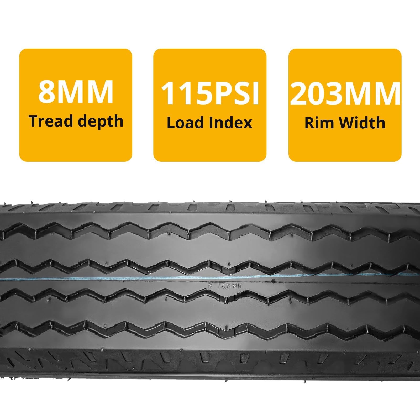 2PC 8-14.5 8×14.5 Trailer Tires 8 14.5 Heavy Duty 14PR Highway Tire Load Range G
