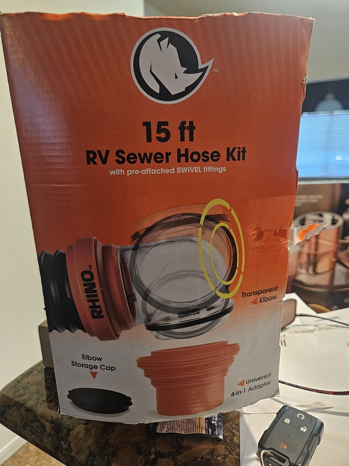 Camco 39761 Rhinoflex RV Sewer Hose Kit 15Ft With Swivel Fittings