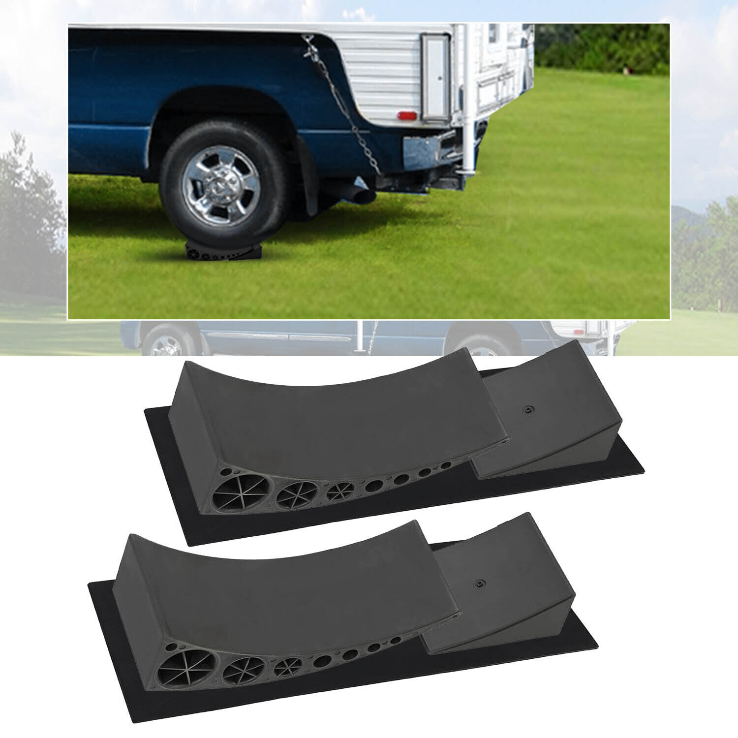 2X Black/Yellow Camper Leveler For RV Camper Trailer Leveling Blocks and Chocks