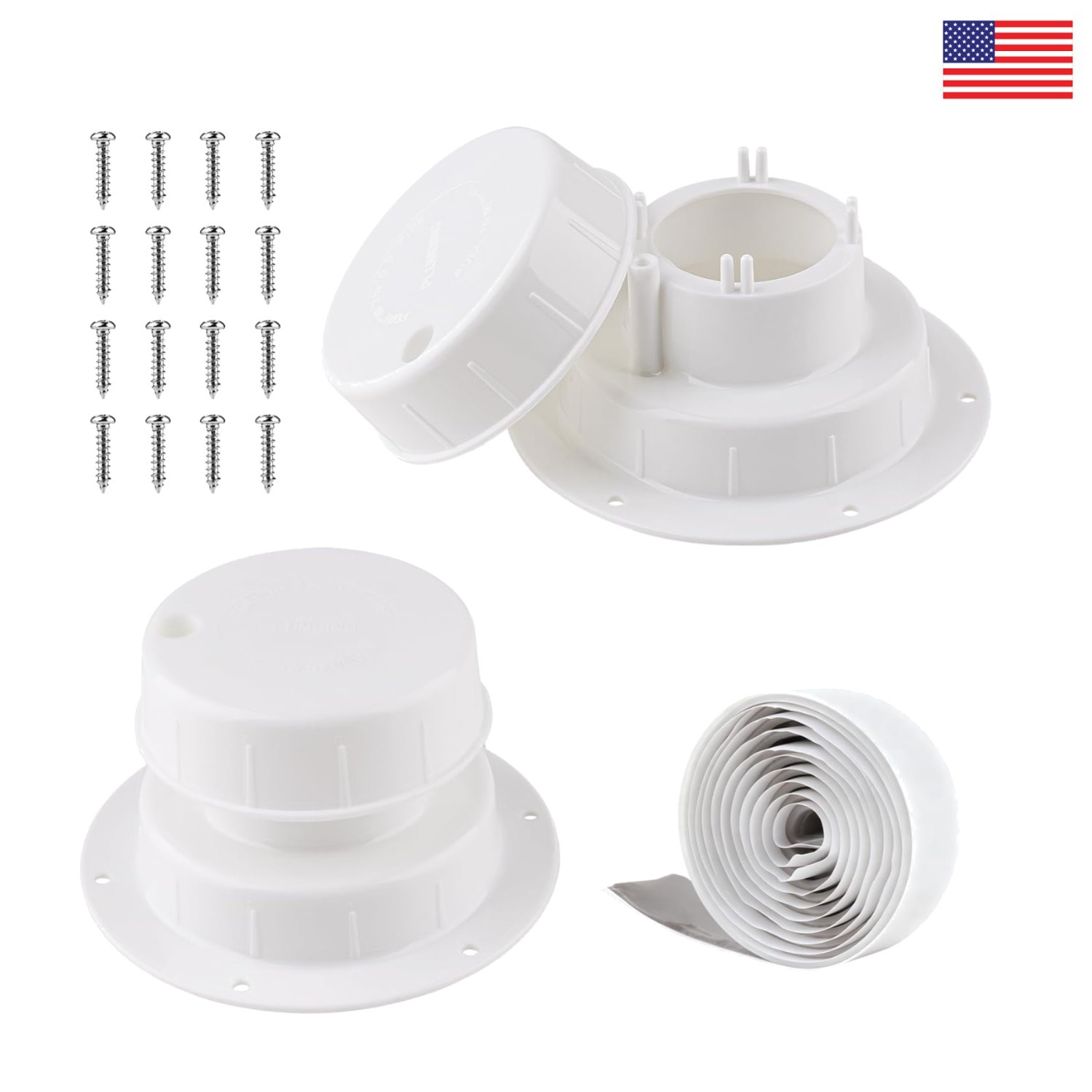 White RV Roof Vent Cover Kits with 2 Pack-Plastic