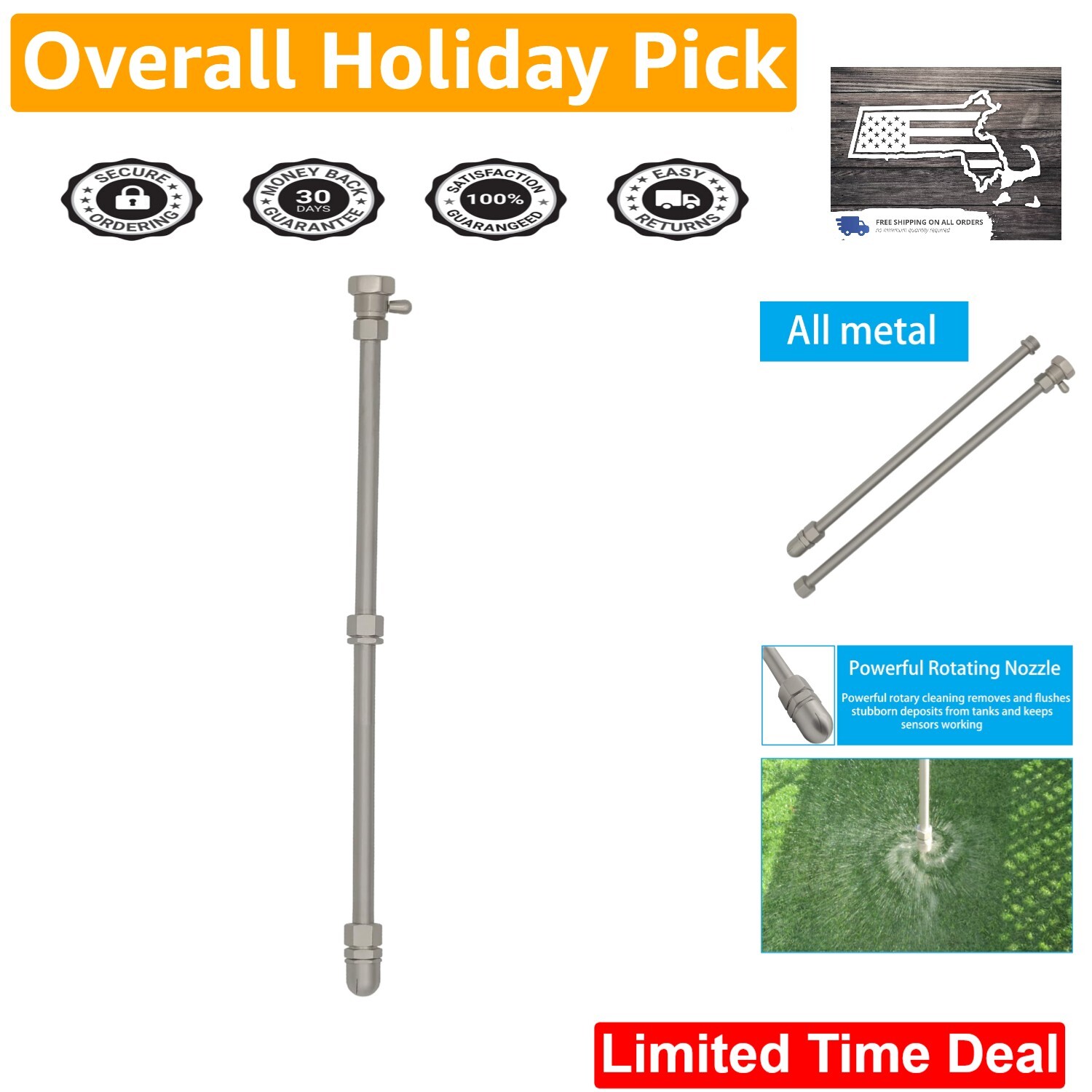 High-Powered All-Metal RV Black Tank Cleaner Wand – Rotary Cleaning Capability