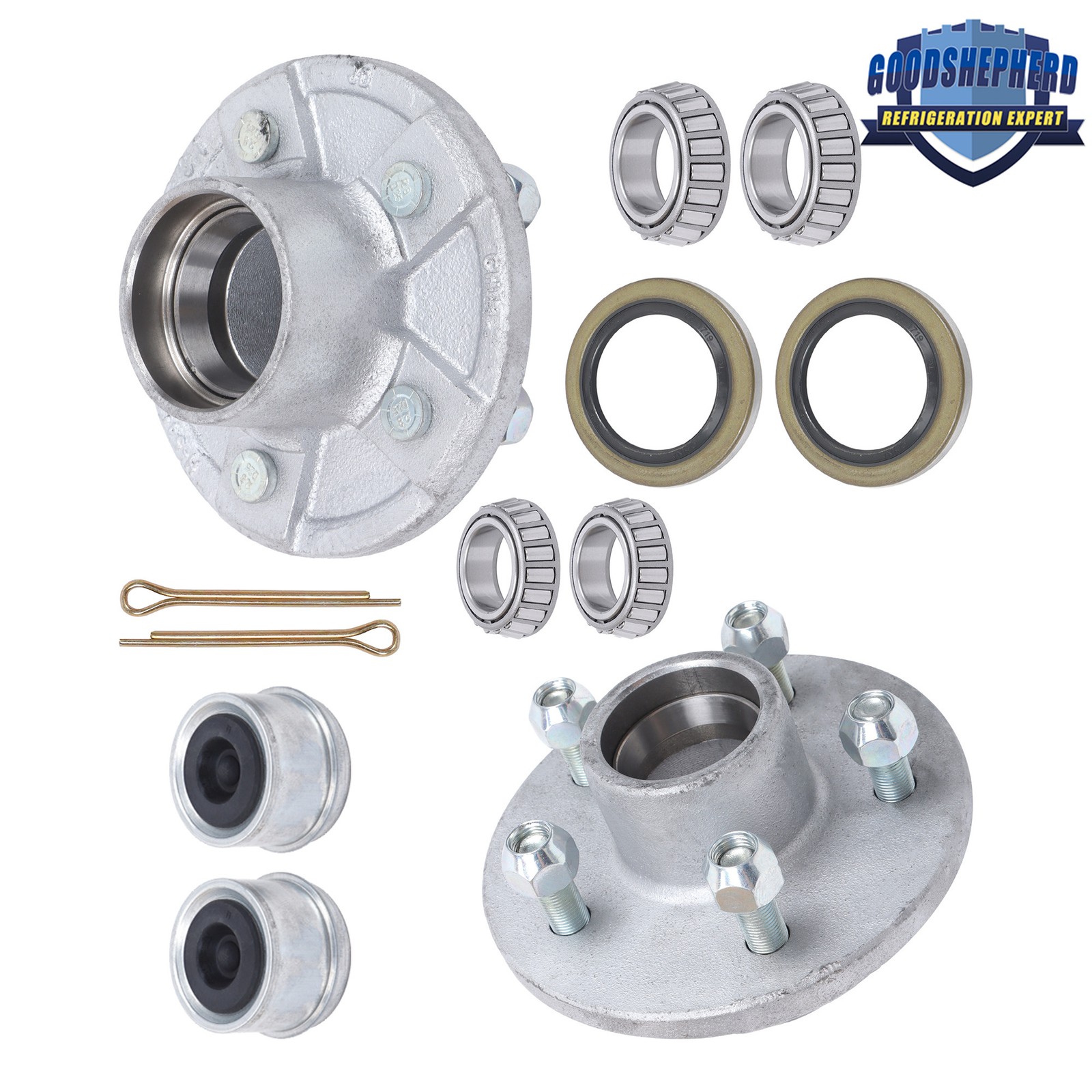 Pack of 2 Boat Trailer Galvanized For 3500 lbs Hub 5 Bolt Lug W/ Bearings Kits
