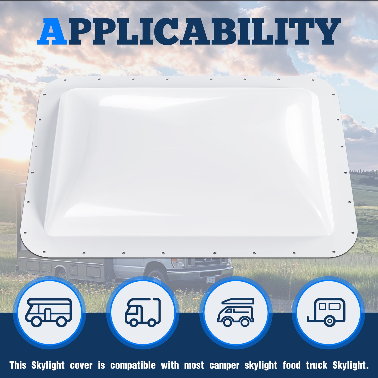 17.8″ X 25.8″ RV Skylight Roof Cover For Trailer Camper Food Truck Universal