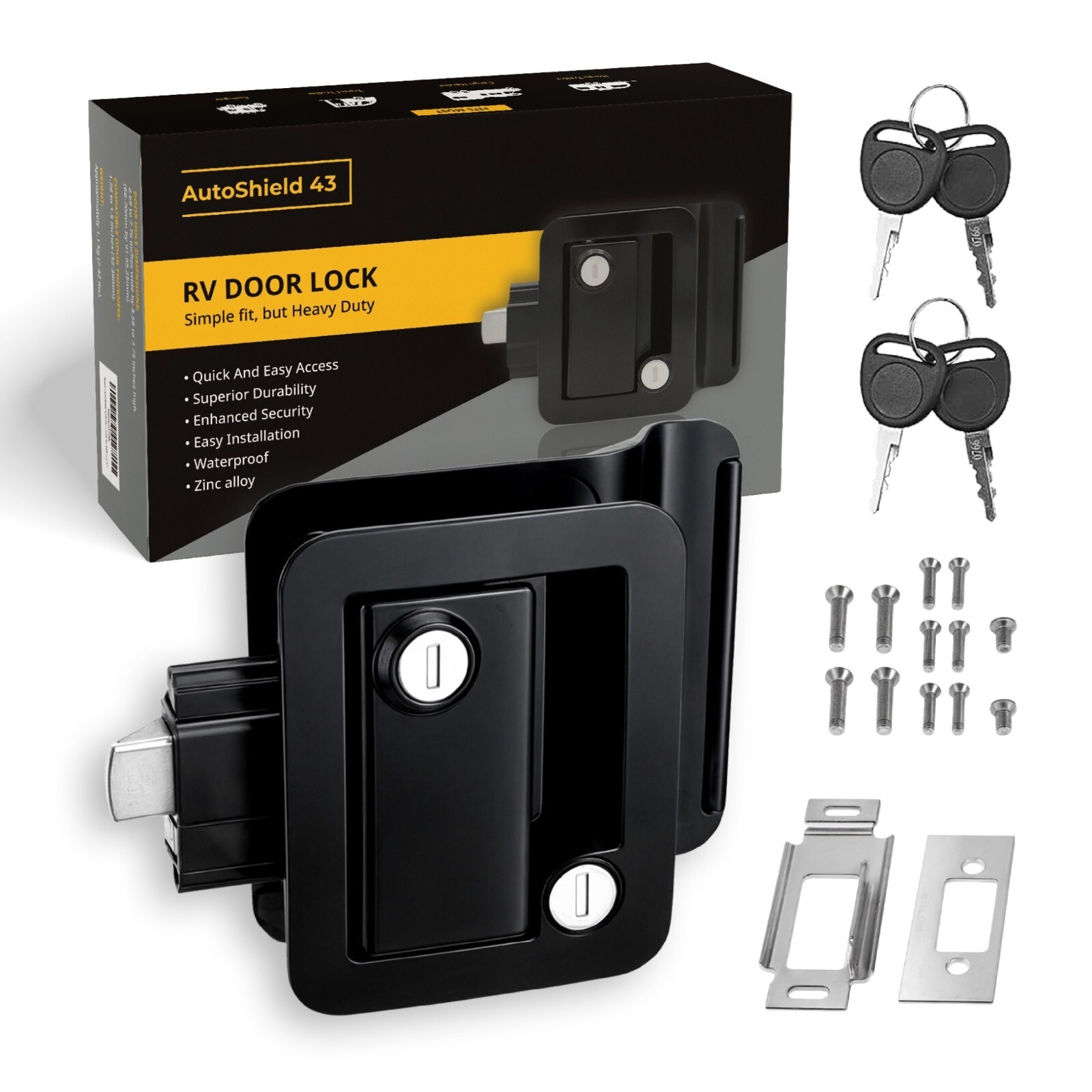 Rv Door Lock 100% Zinc Alloy Replacement Rv Door Latch With 4 Keys AutoShield 43