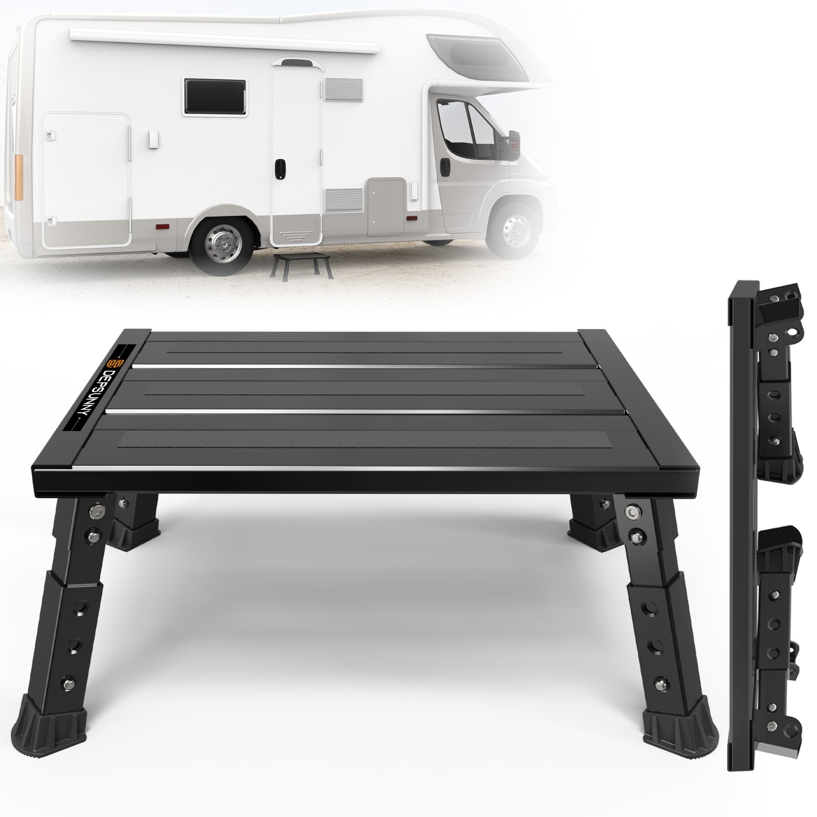 Adjustable Height Platform Step | Supports up to 1,000lbs. | Aluminum(BLACK)