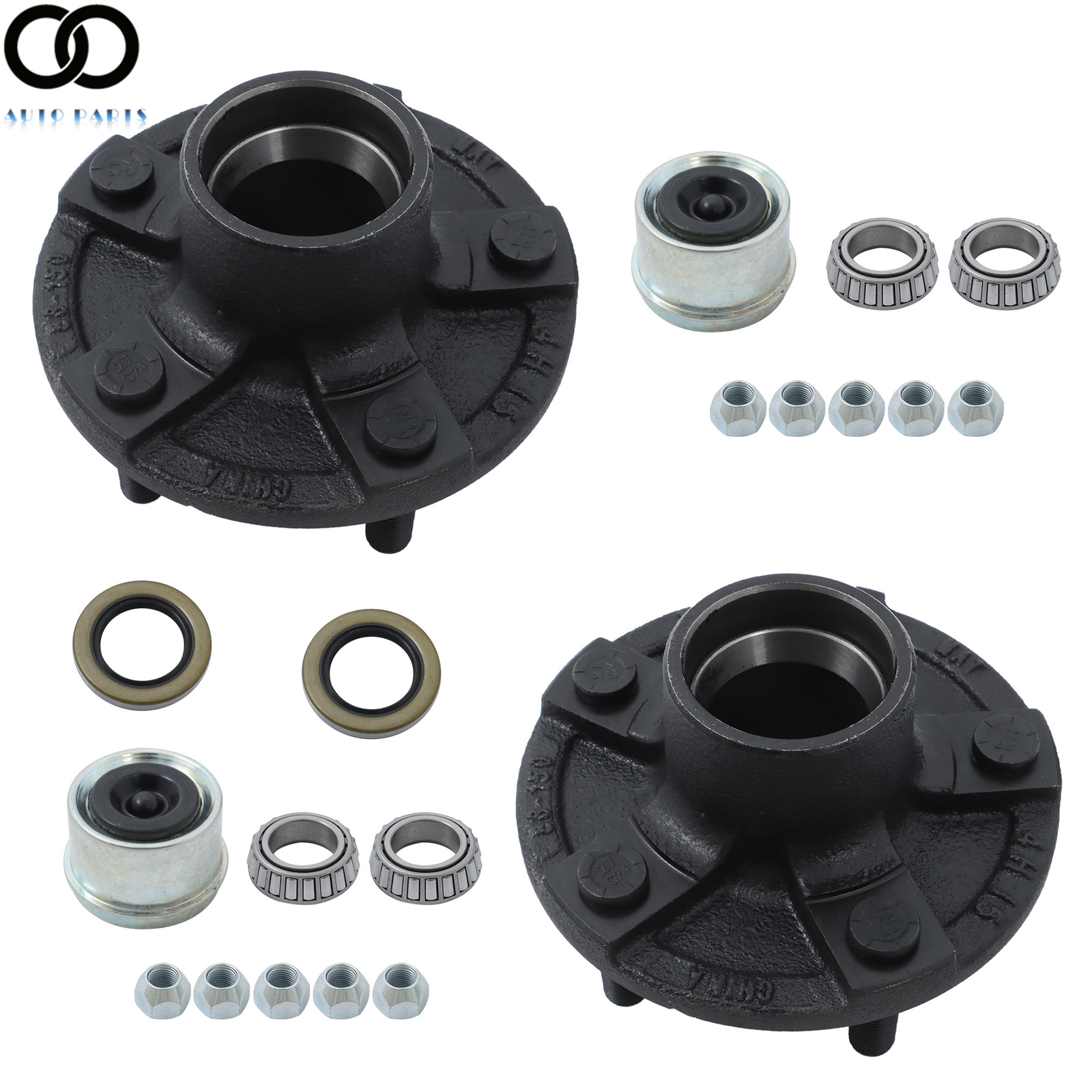 2 Set 5 on 4.5 Trailer Idler Hub Kits 5 Lugs For 2000 lb Axle 1-1/16″ Bearings