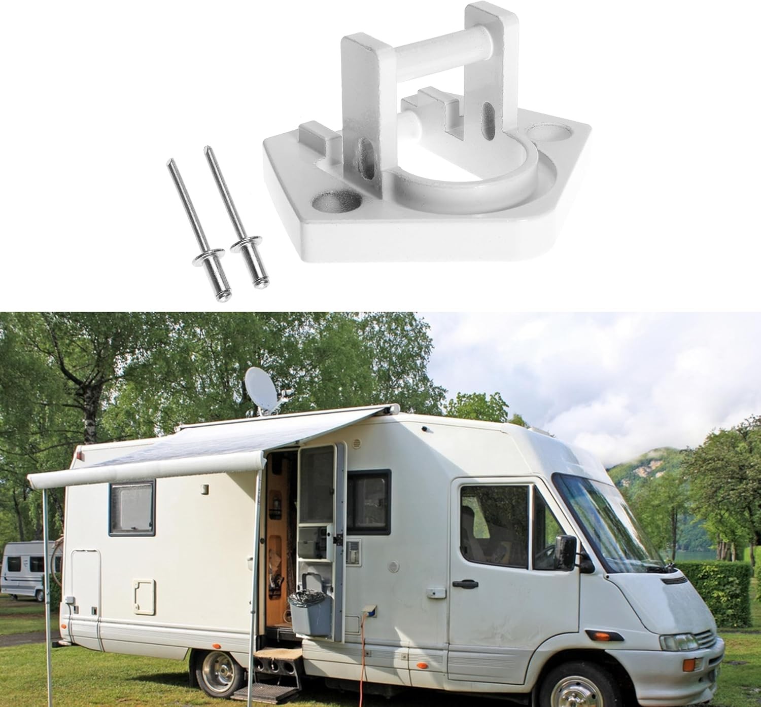 RV Awning Bottom Bracket Foot for Dometic Rounded Hardware Bracket-U2