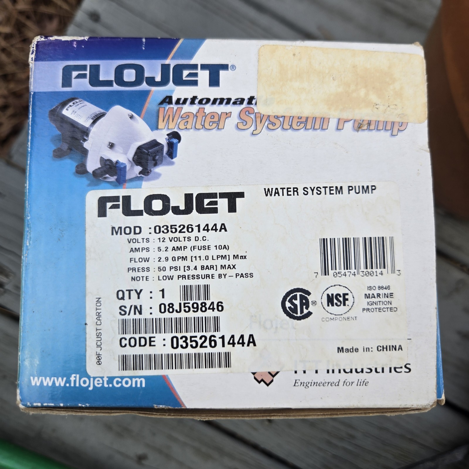 NIB Flojet automatic water system pump for RVs, boats, marine vessels, cabins