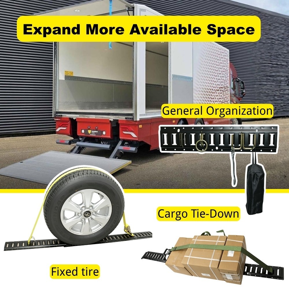E-Track Tie Down Rail Kit 12PCS 2FT Powder Coated Black Enclosed Cargo Trailer