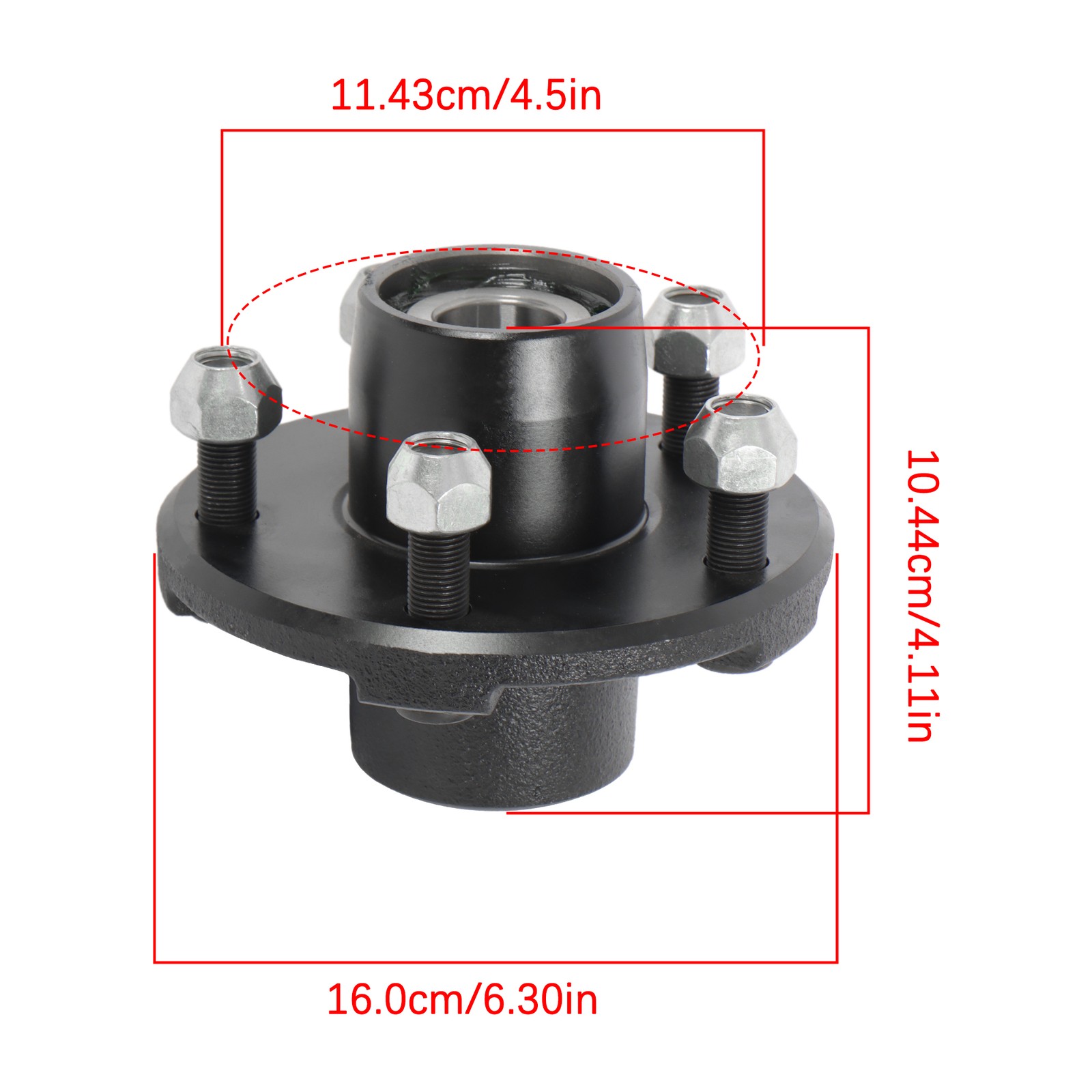 Pre-Greased Pair For 5-Bolt On 4-1/2 Inch Hub Assembly and 1″ Round BT8 Spindle