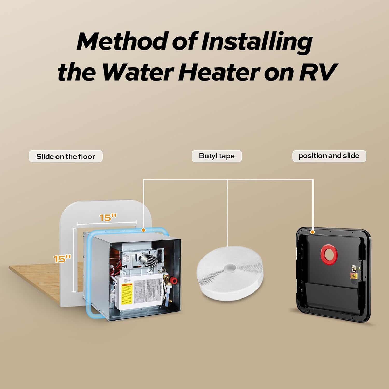 KINGRVER RV Tankless Water Heater 15 x 18 In Black Door kit Only for KINGRVER