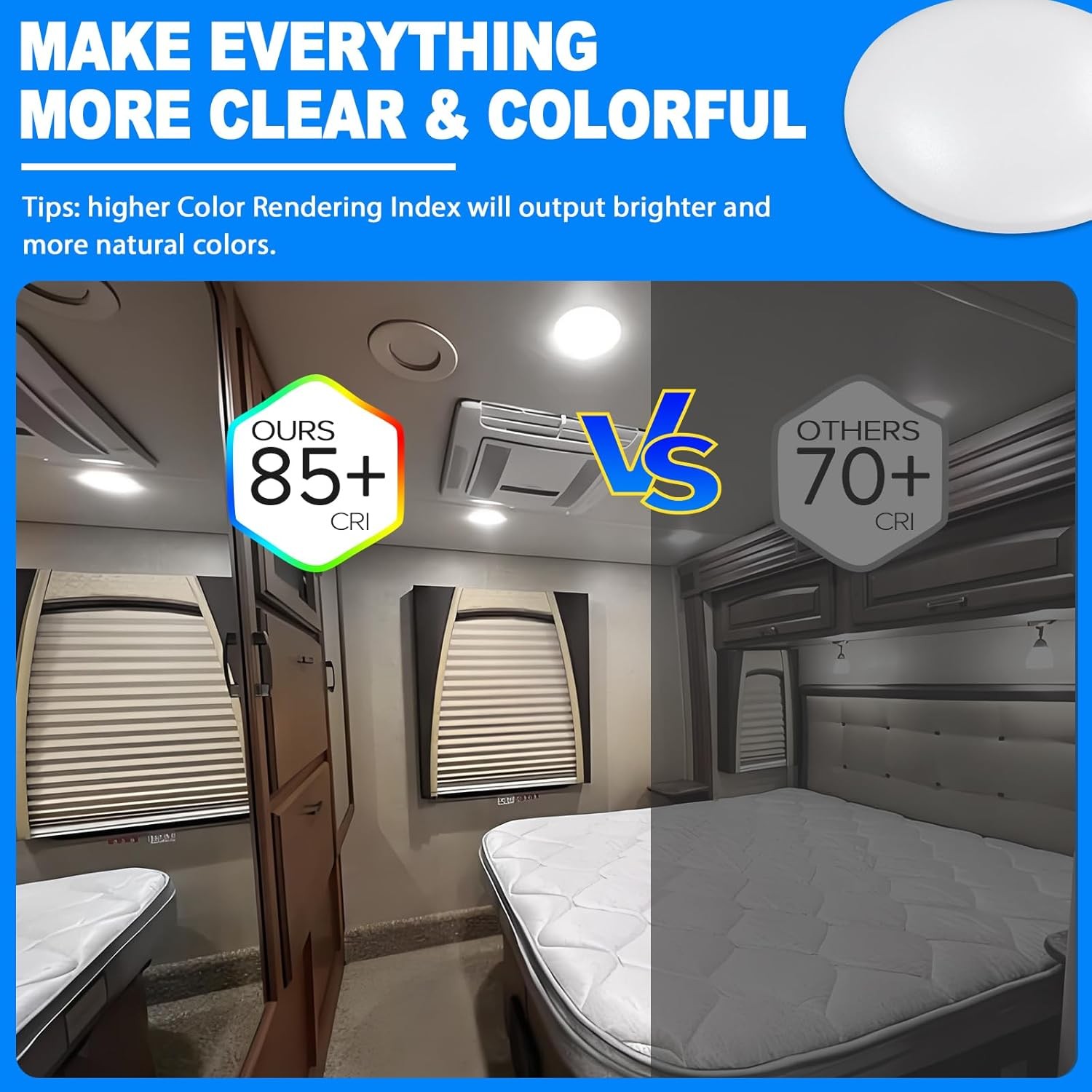 Dream lighting RV Interior Lights 12V LED Dome Light A: Cool White-6000K