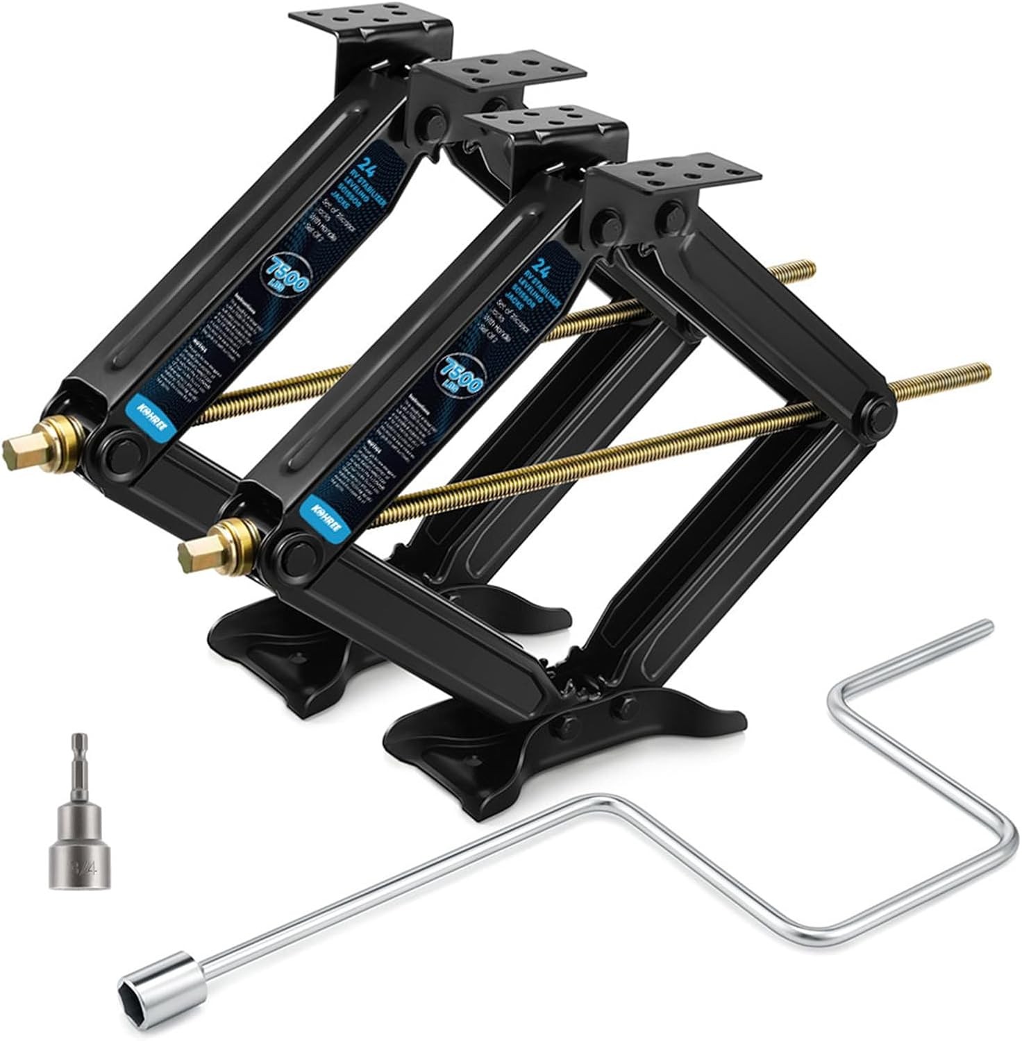 Kohree 7500lbs RV Stabilizer Leveling Scissor Jacks 24″ for Travel Trailer