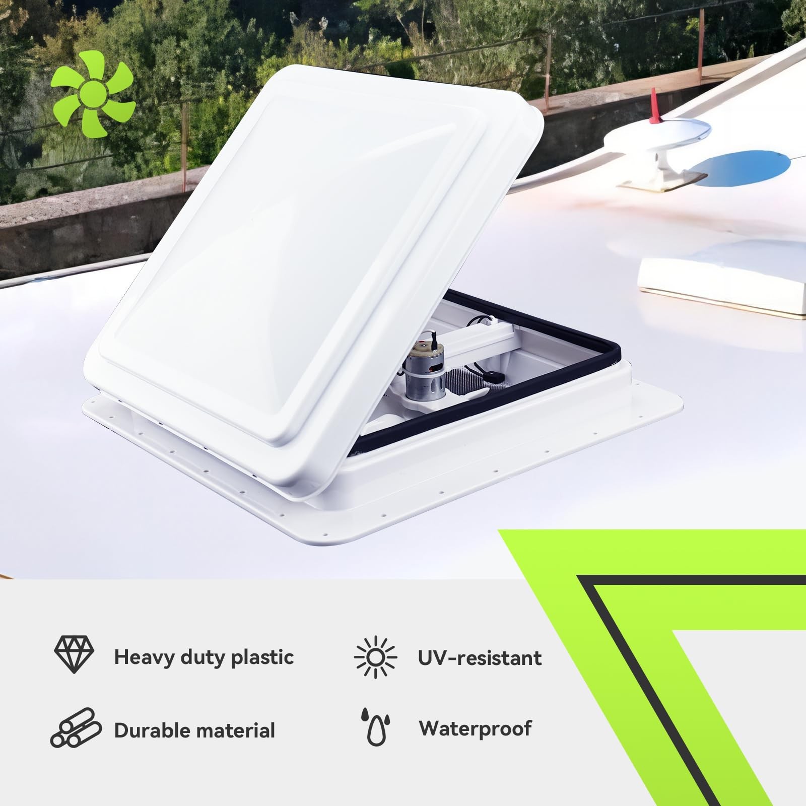RVMATE 14×14 RV Roof Vent Fan, 12V Remote Control Reversible Exhaust Fan [t]