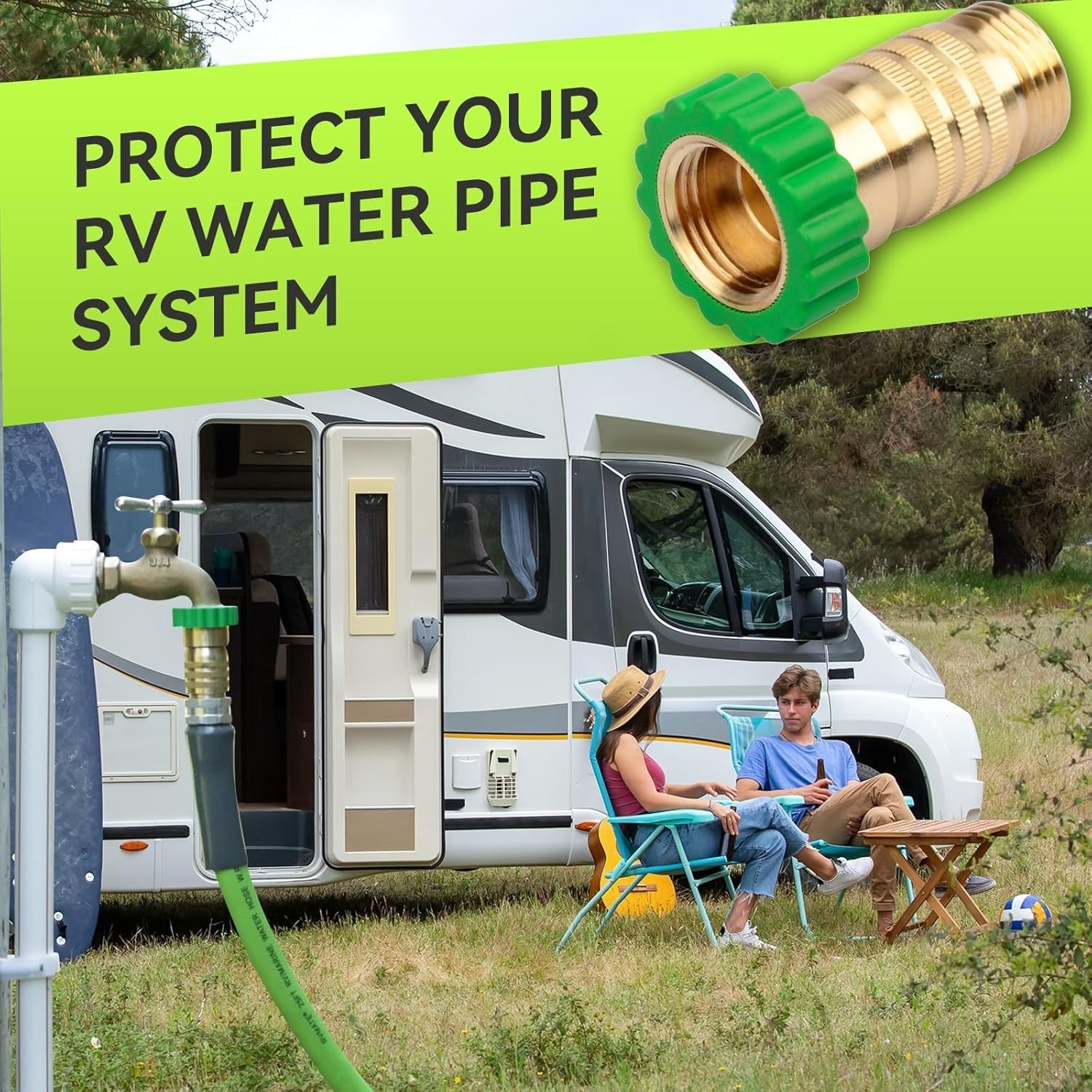 Inline Water Pressure Reducer, Lead-Free Brass, 40-50PSI
