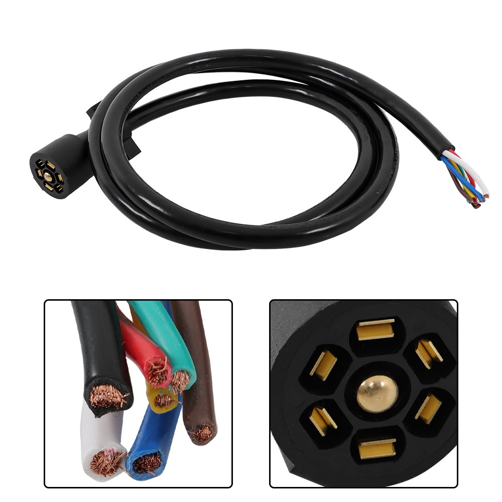 6-7-8-12-16FT 7-Pin 7-Way Trailer Cable Cord Wire Harness Light Plug Connector