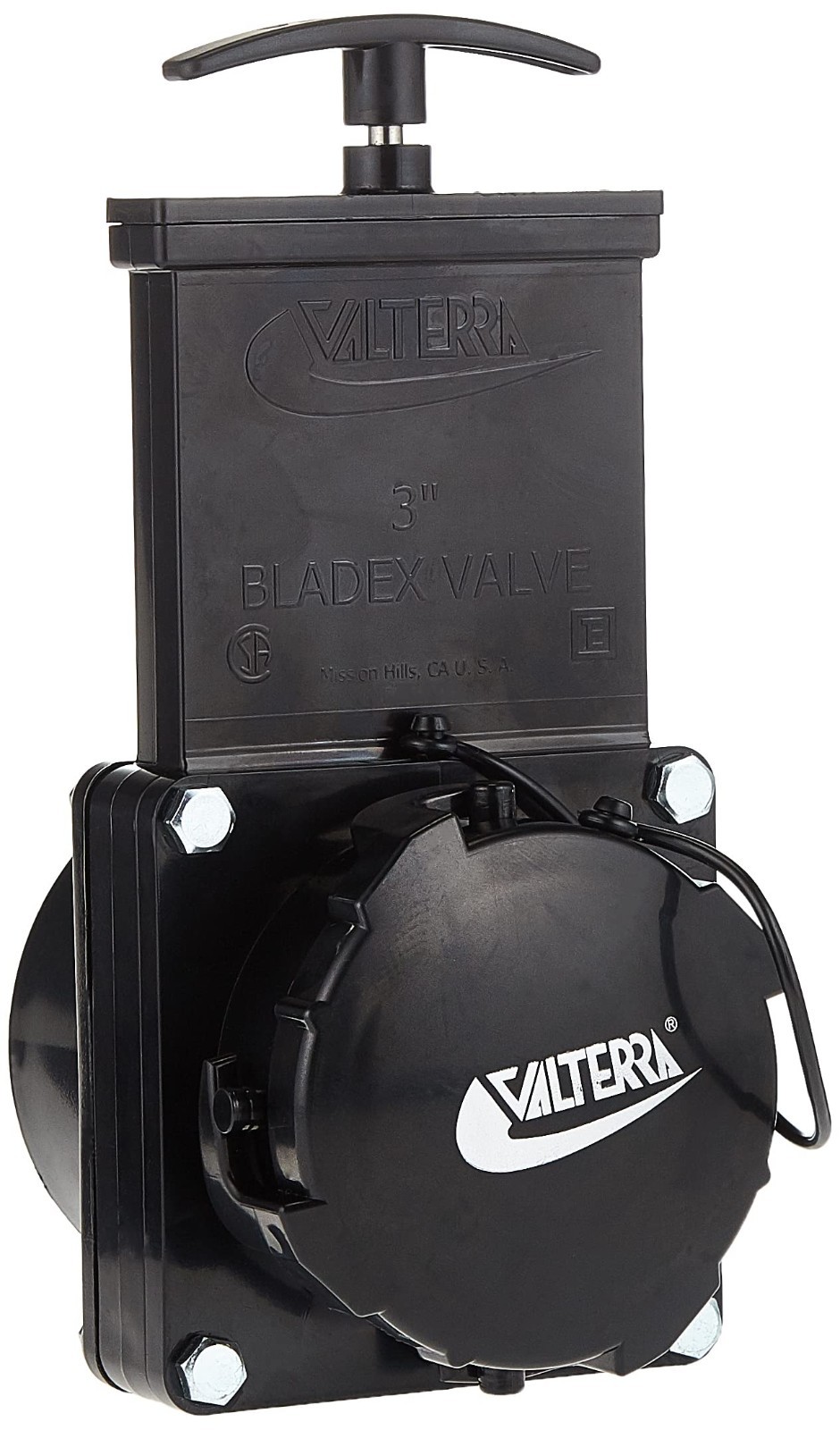 3″ Hub x 3″ Bay Cap Valve Assembly for RV, Trailer, Plumbing – Durable Black Des
