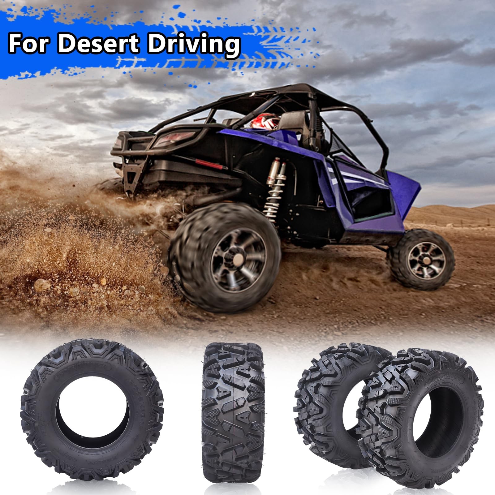 AT25x10x12 ATV Tires 2 PACK, 25 10 12 6PR Tubeless for ATV / UTV All Terrain