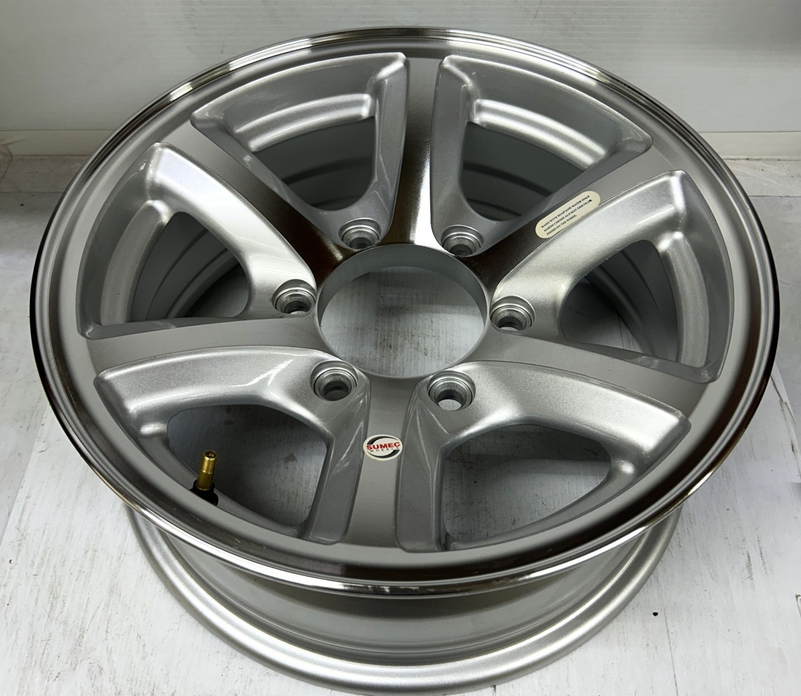 15×6 6 Lug Silver Machined Aluminum Bearcat Trailer Wheel SR001 156655 SMLS