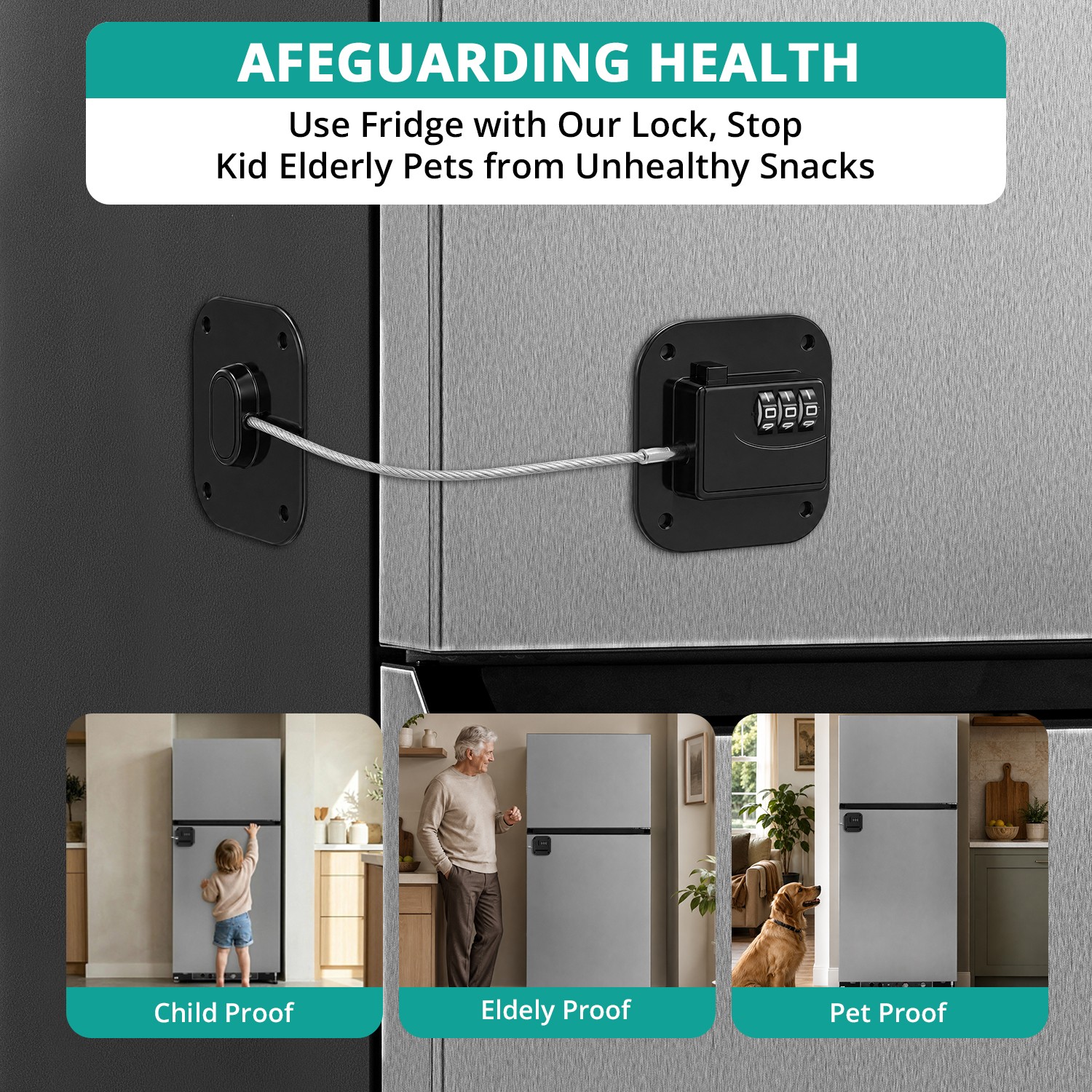 Dog Cat Proof Cabinet Lock 3 Number Code Fridge Child Safety Latch Adhesive US