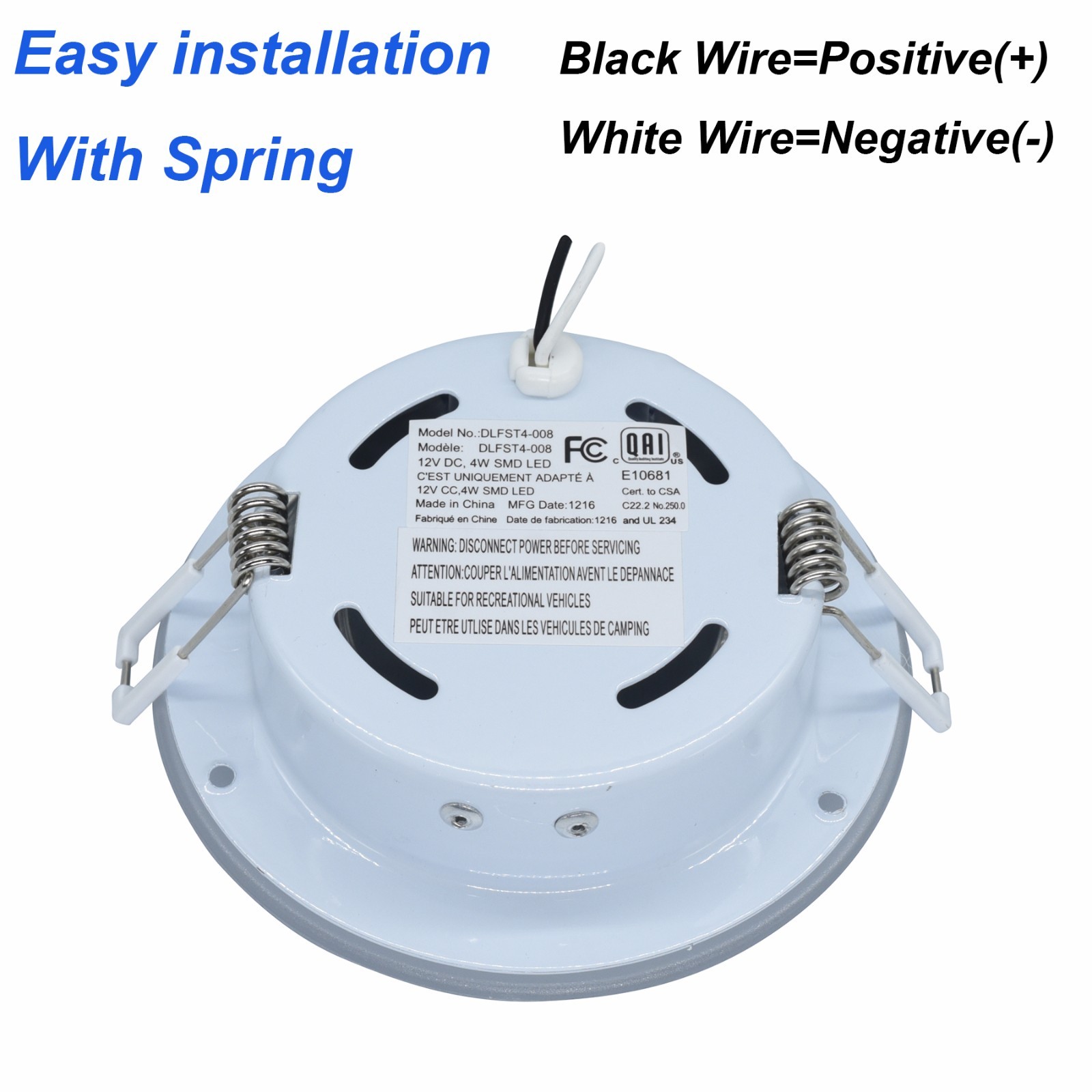 Facon 6pcs RV LED 4.5inch 12V Recessed Interior Ceiling Down Lighting Fixture