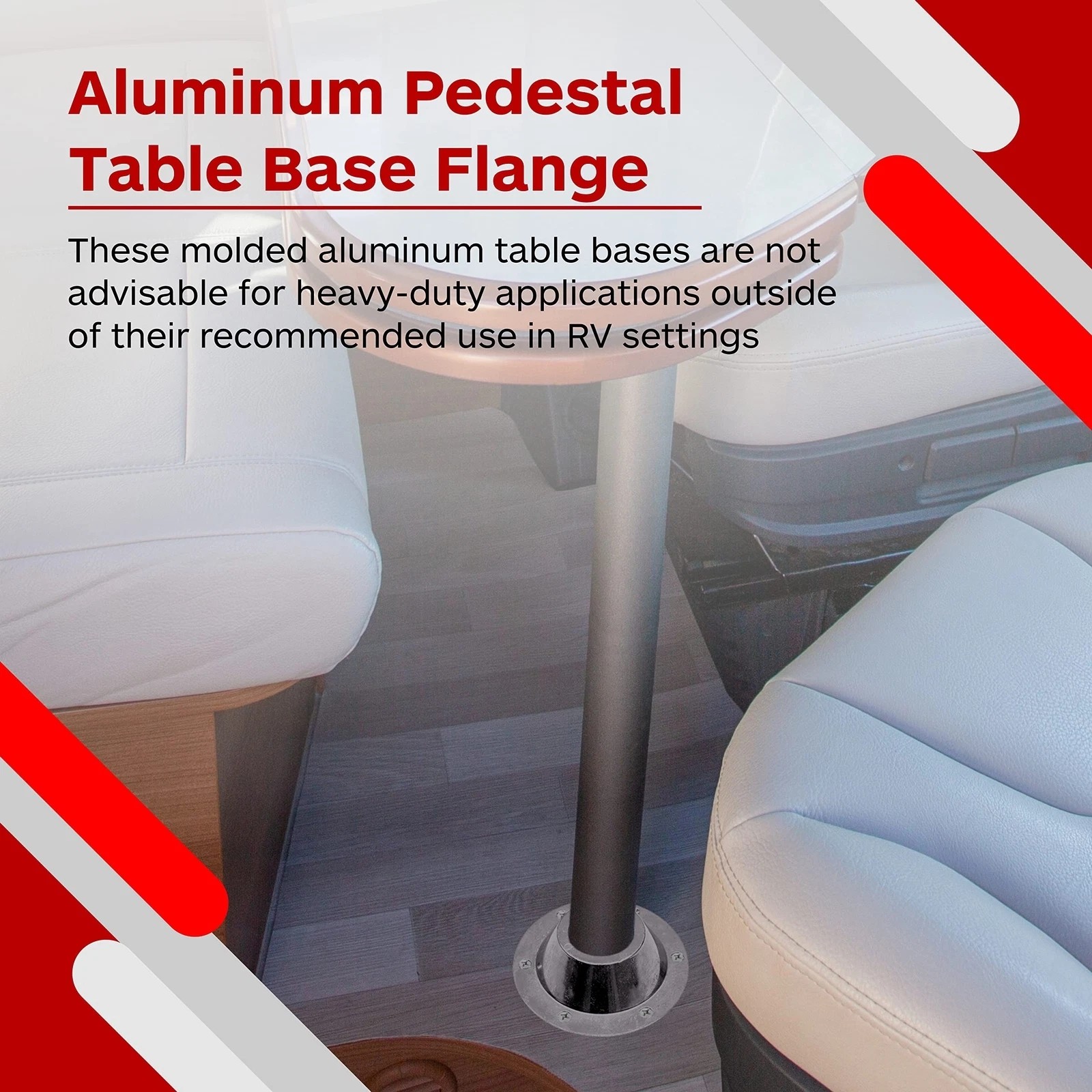2X Silver Aluminum RV Table Base Mount Camper Pedestal Table Base Flange Mount