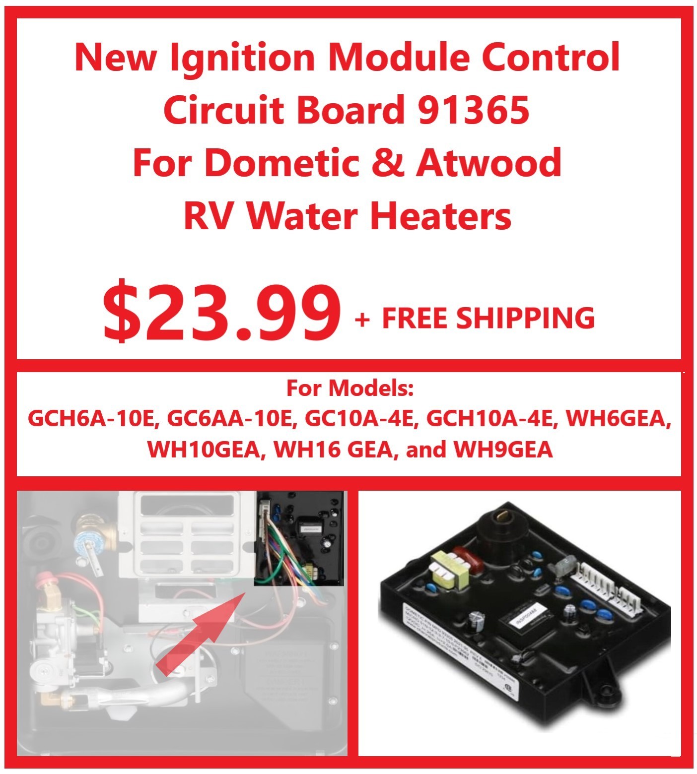 Ignition Module Control Circuit Board 91365 Dometic & Atwood RV Water Heater