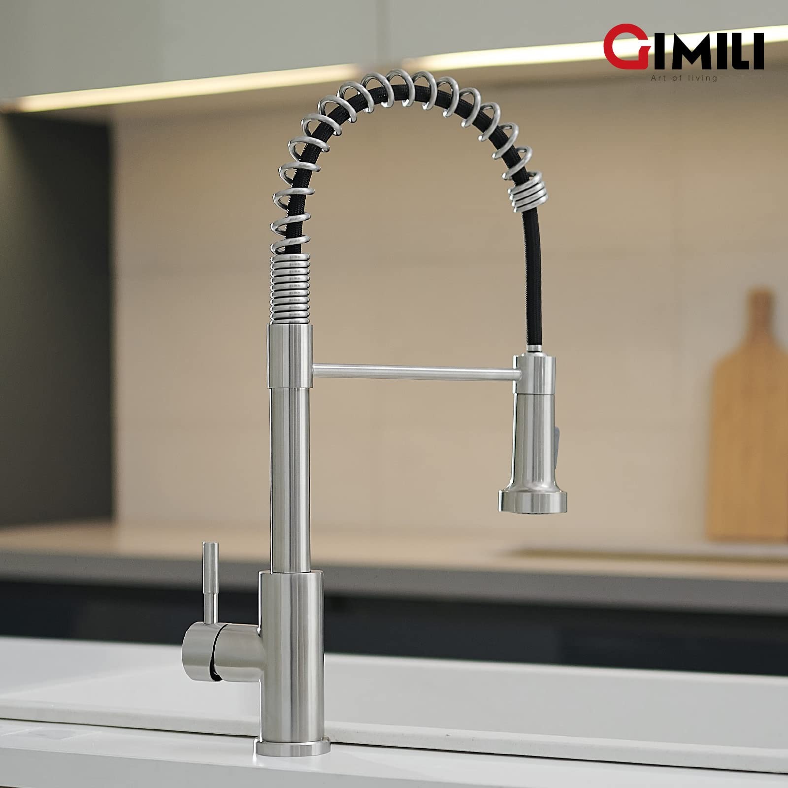 Kitchen Faucet With Pull Down Sprayer Single Hole Stainless Steel Sink Faucet