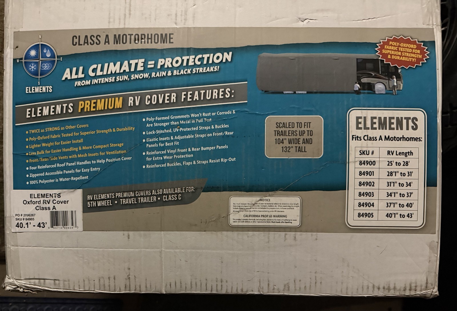 Elements Oxford Premium (Class A) RV Cover/ 40.1 to 43′